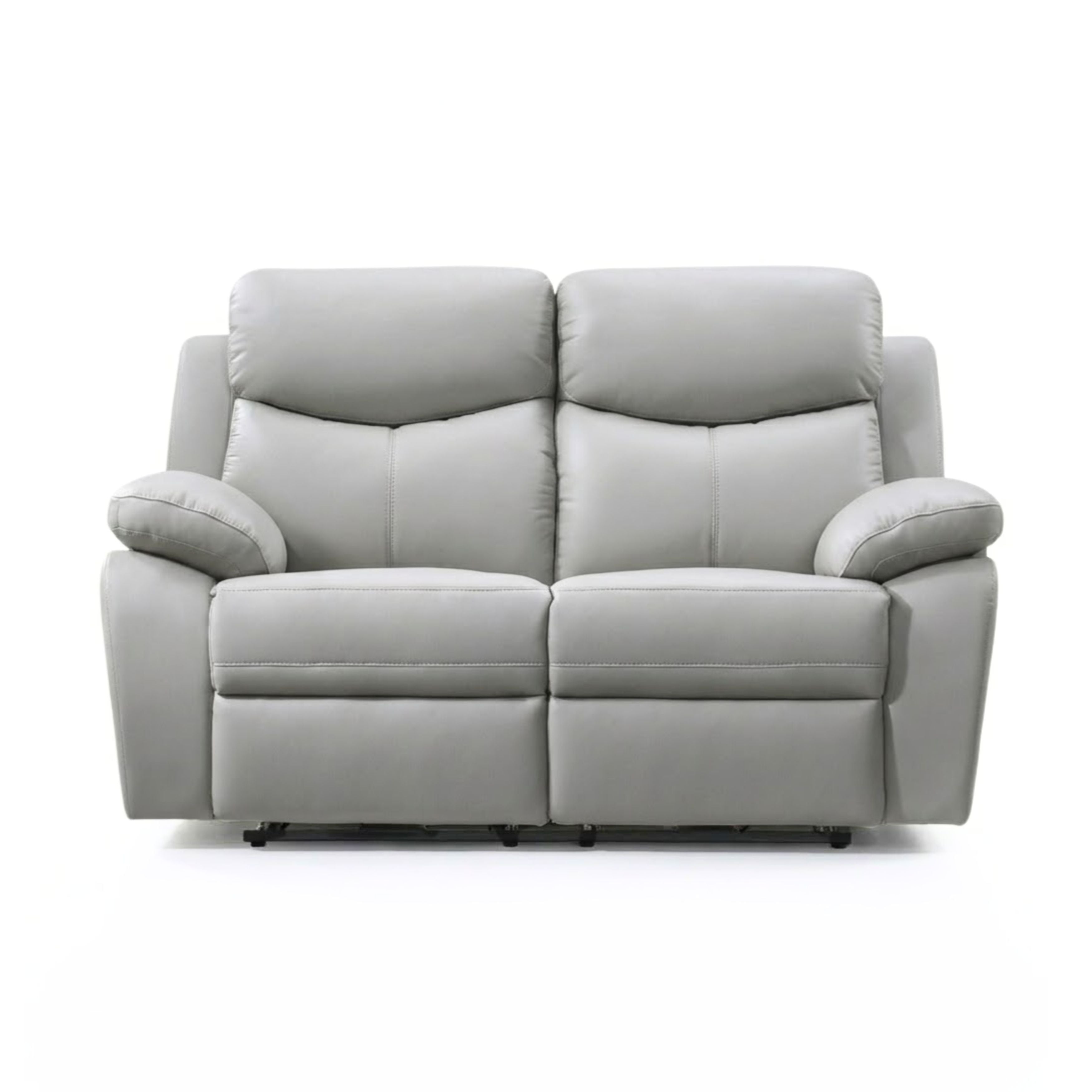 Light grey Axton Luxe Leather Power Recliner Sofa Set by IFF, showcasing plush reclining seats and modern design.