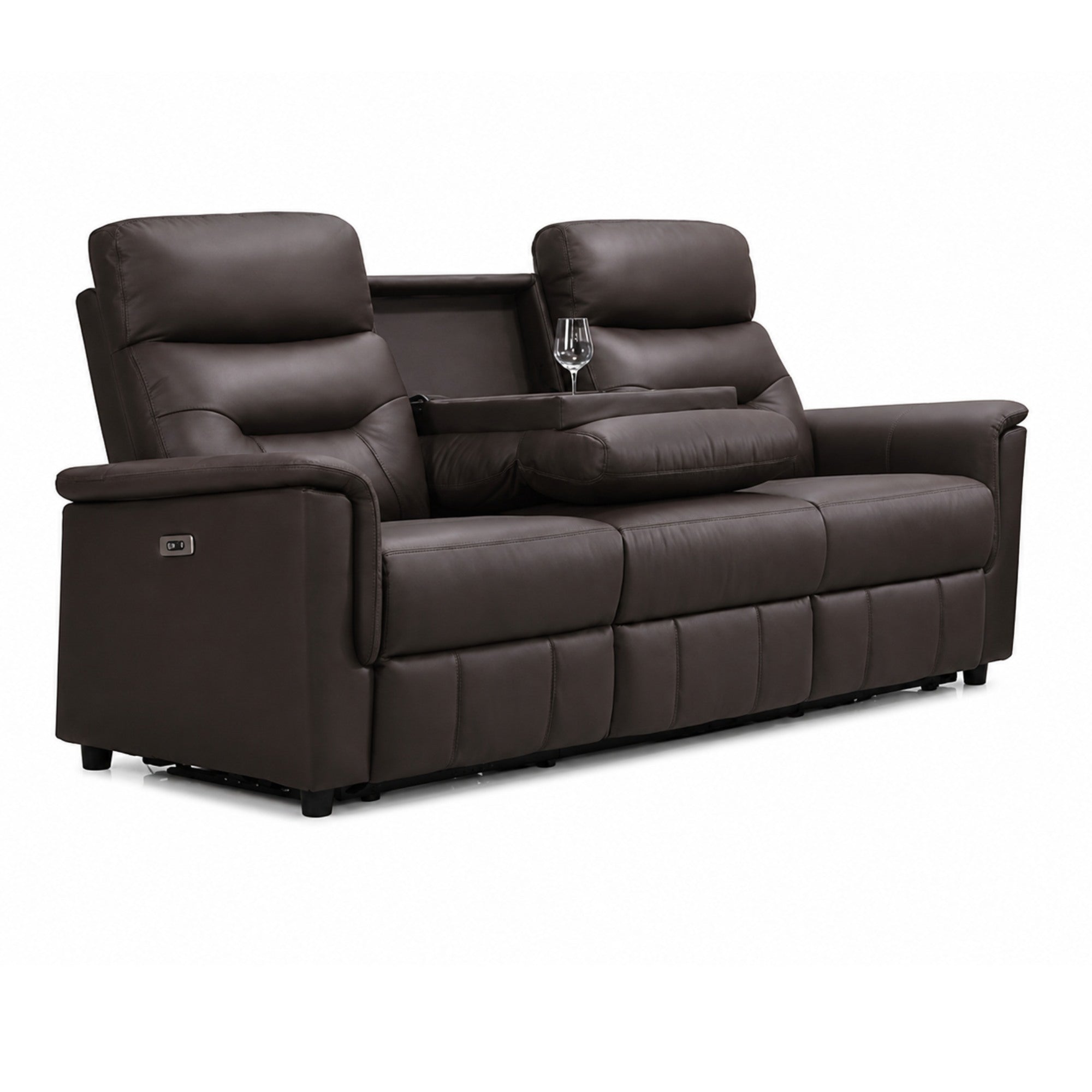 Serenity Genuine Leather Power Reclining Sofa Set Brown