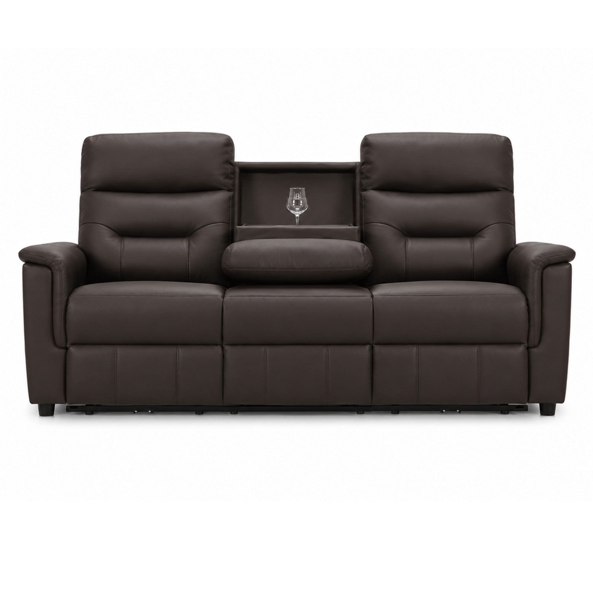 Serenity Genuine Leather Power Reclining Sofa Set Brown