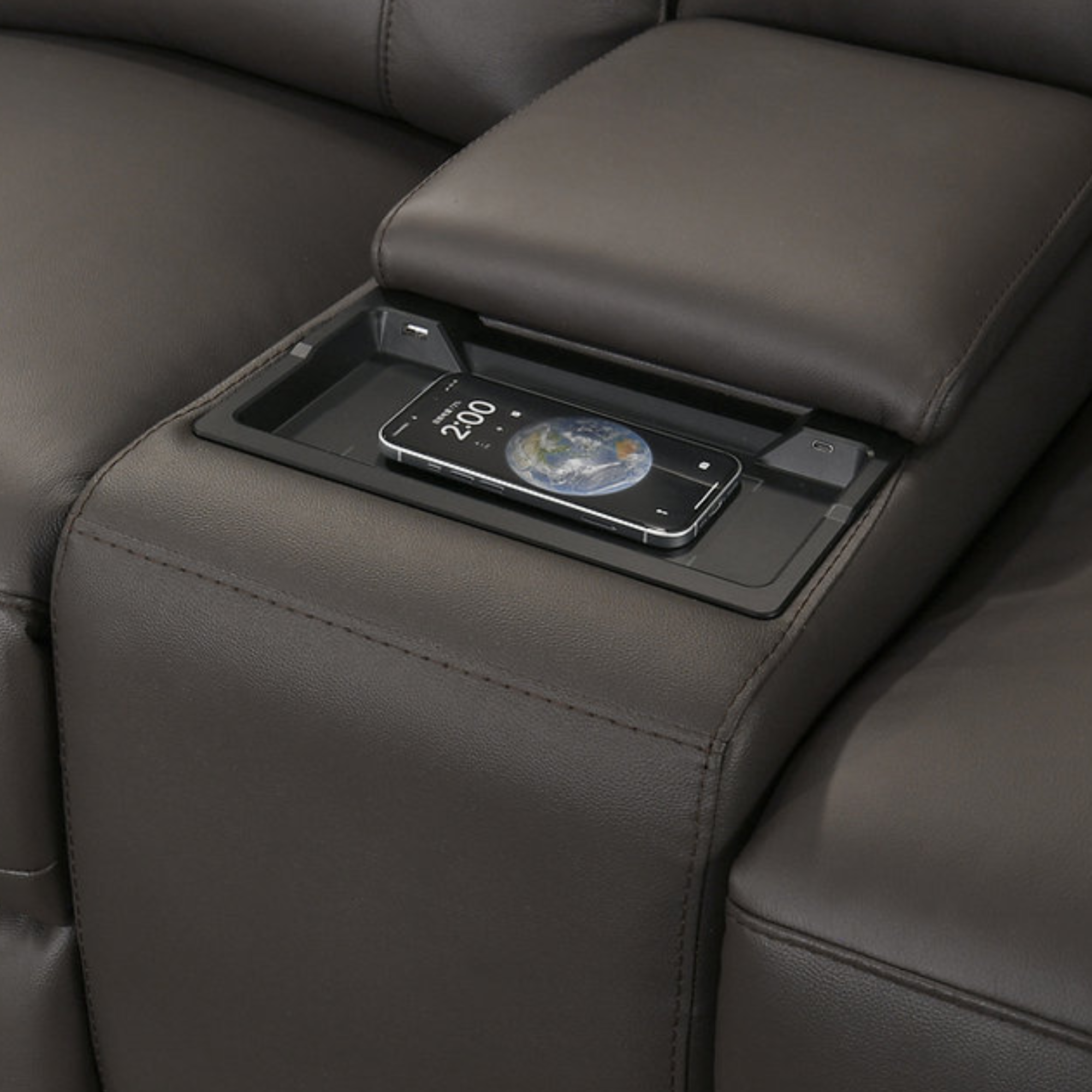 International Furniture Monaco 6-piece Power leather reclining sectional sofa with plush cushions and modern design.