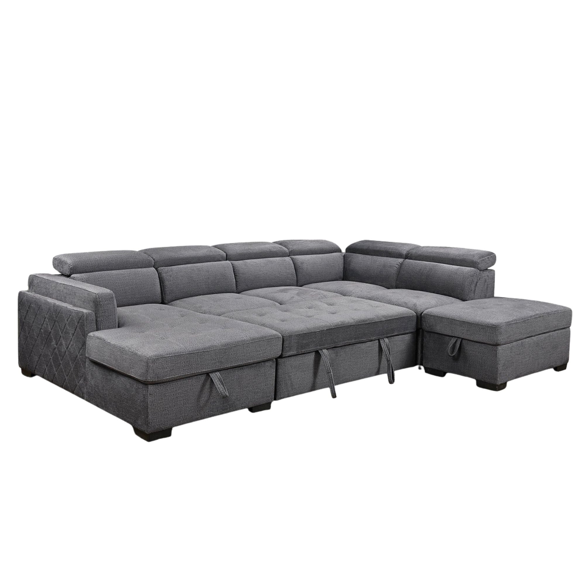 Soft grey Aurora LHF lift-up storage sectional sleeper by IFF, featuring plush cushions and a modern design.