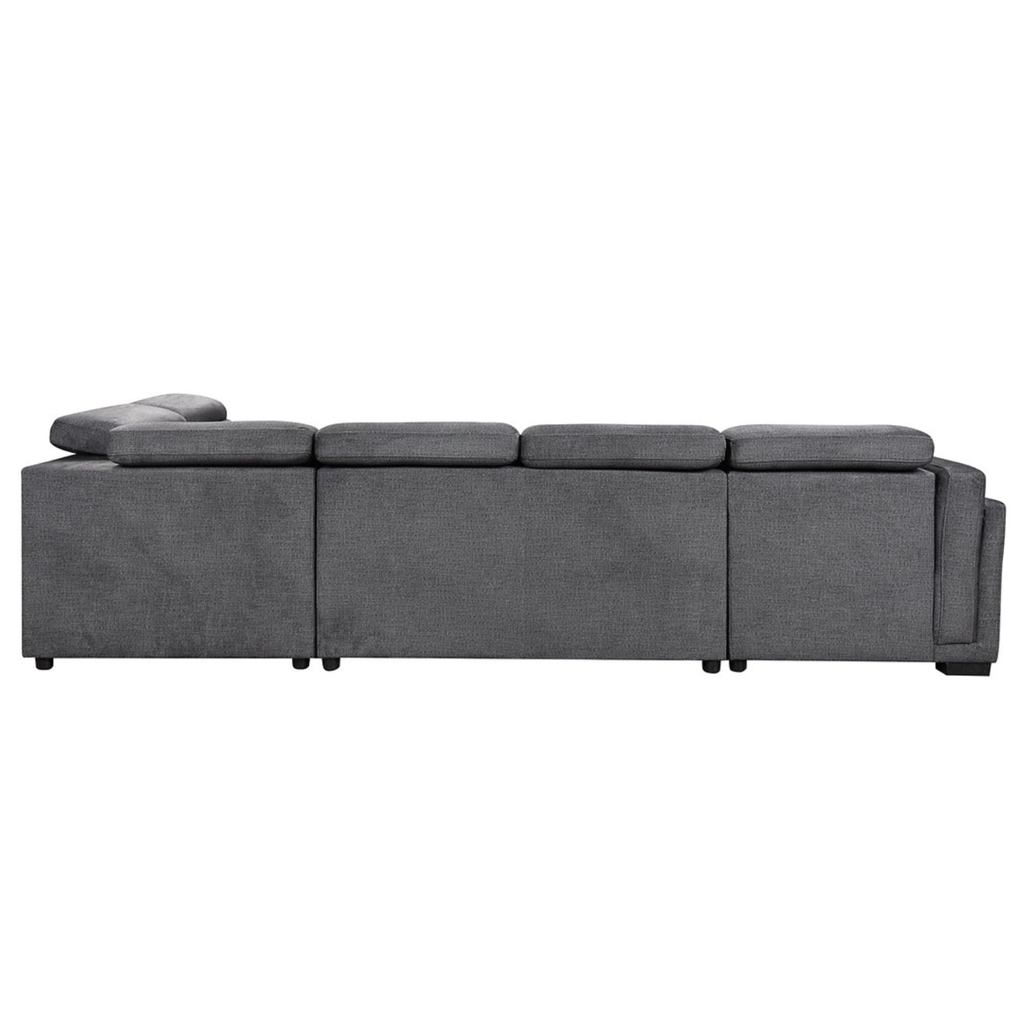 Soft grey Aurora LHF lift-up storage sectional sleeper by IFF, featuring plush cushions and built-in storage compartments.