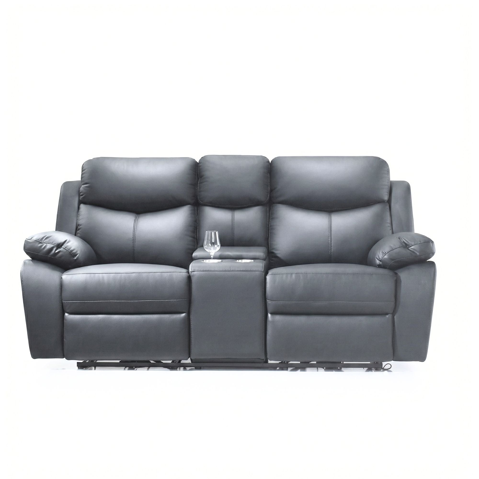 Monarch Luxe Leather Power Recliner Loveseat in Dark Grey | CastleUp Experience Centre