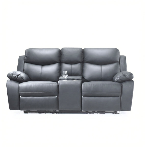 Dark grey Monarch Luxe leather power recliner sofa set by IFF, showing plush cushions and sleek modern design.