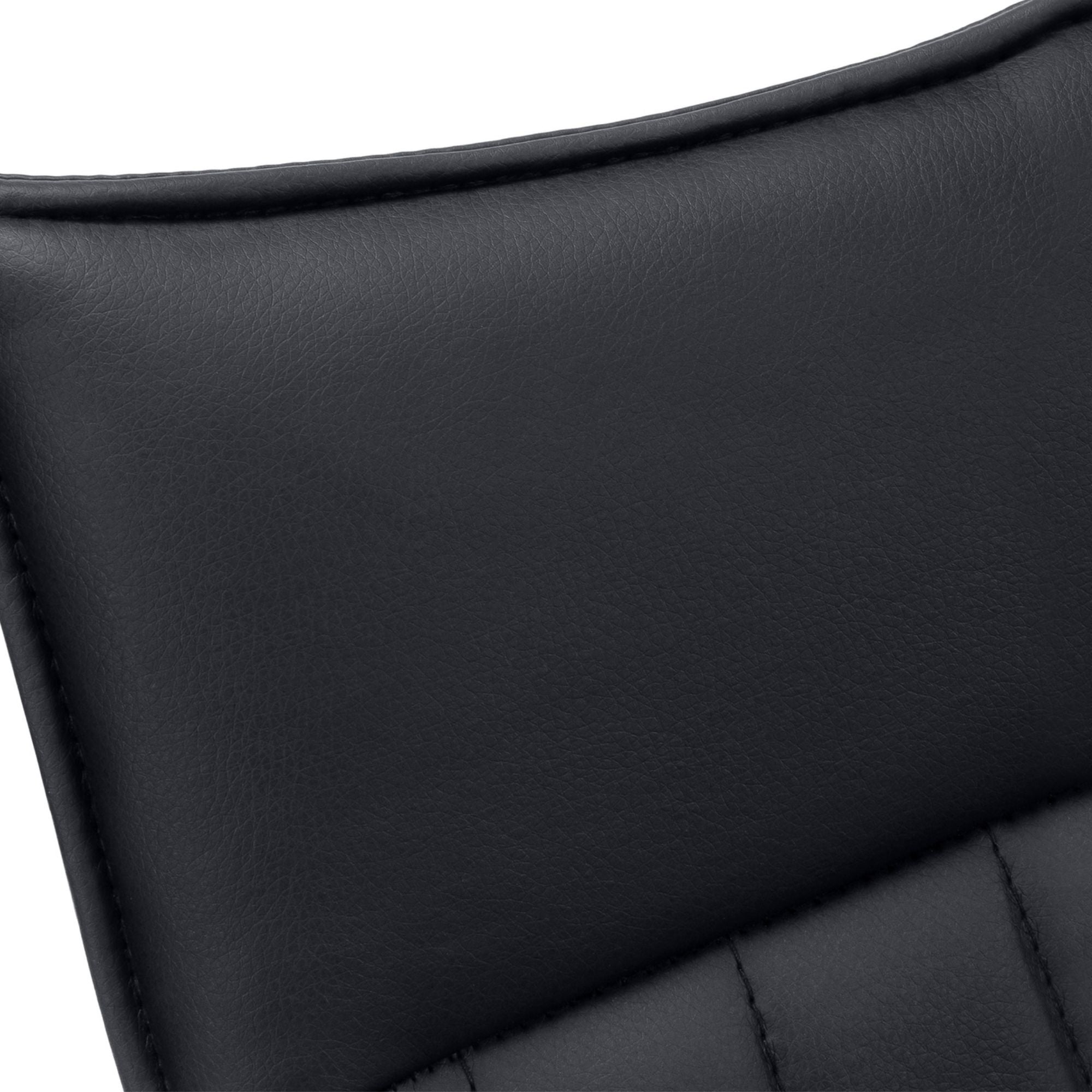 Set of two black leather-look dining chairs with starburst metal bases by Monarch Specialties, showcasing modern seating with sleek design.