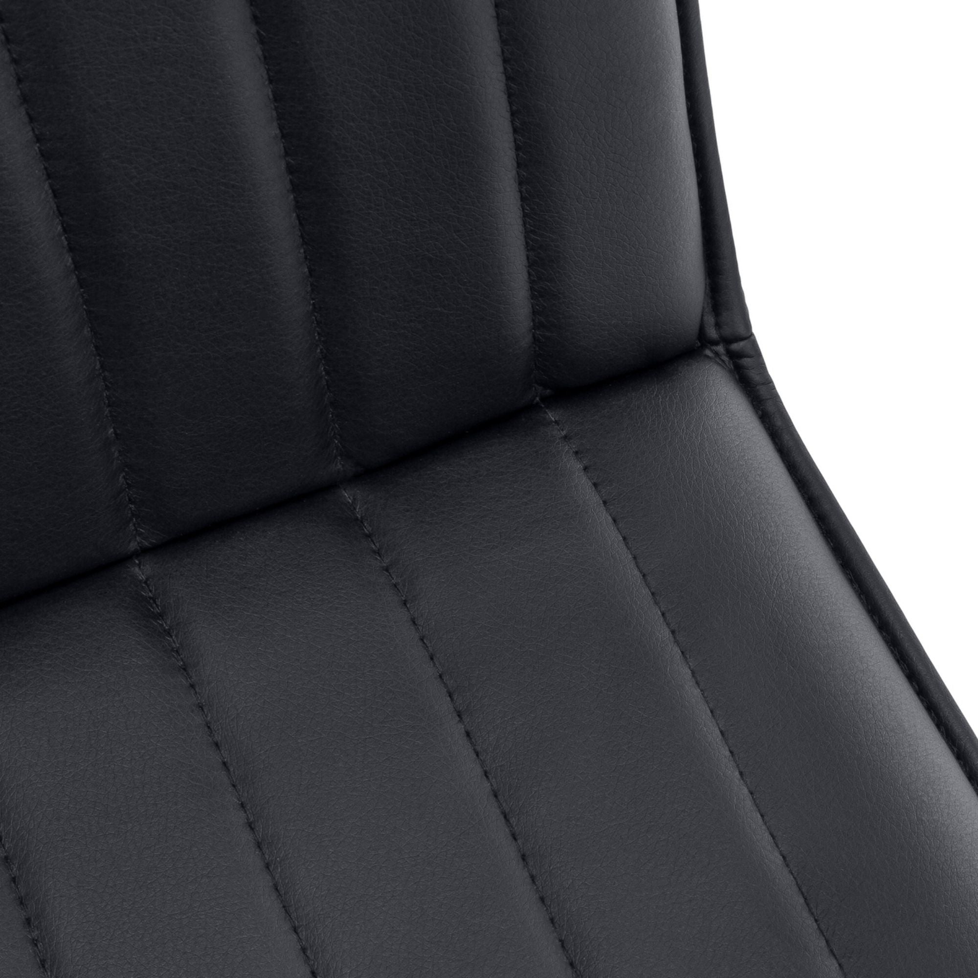 Set of two black leather-look dining chairs with starburst metal bases by Monarch Specialties, showcasing modern design and sleek style.