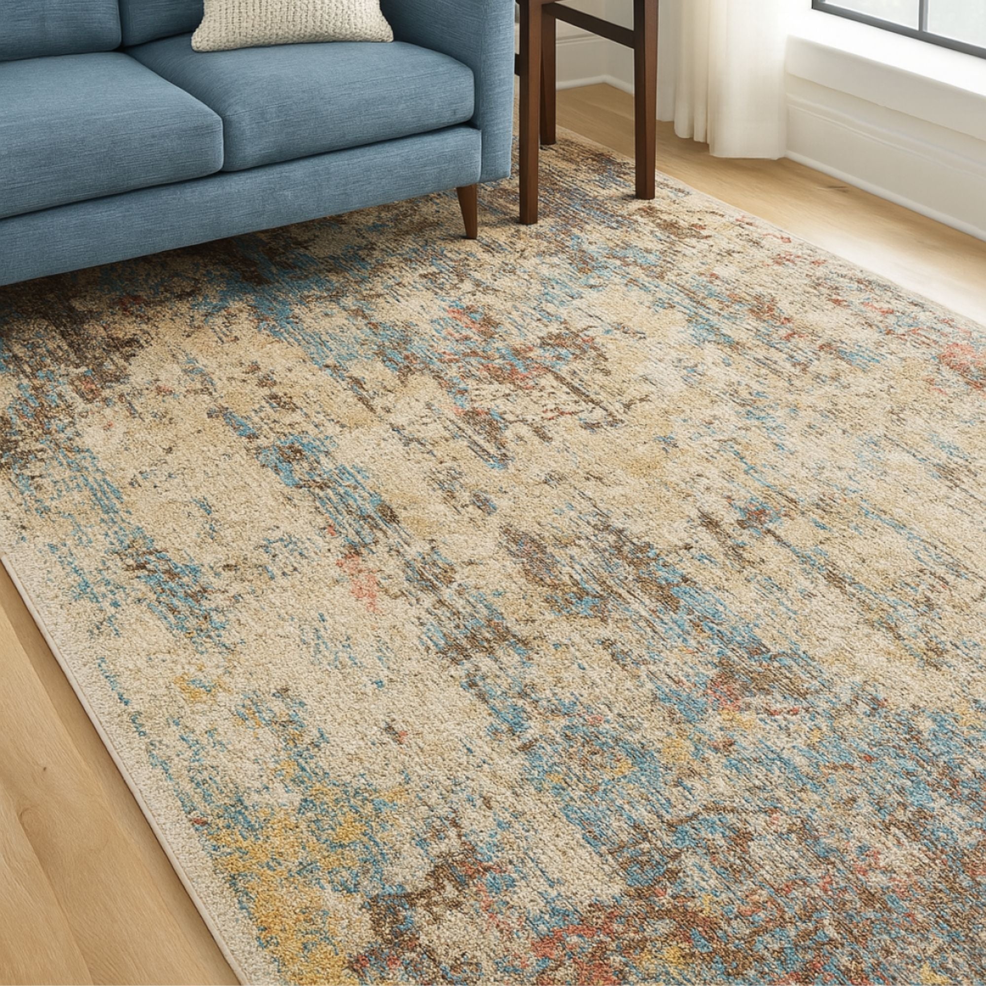 Ishani Area Rug in Cream/Taupe /Blue | CastleUp Experience Centre