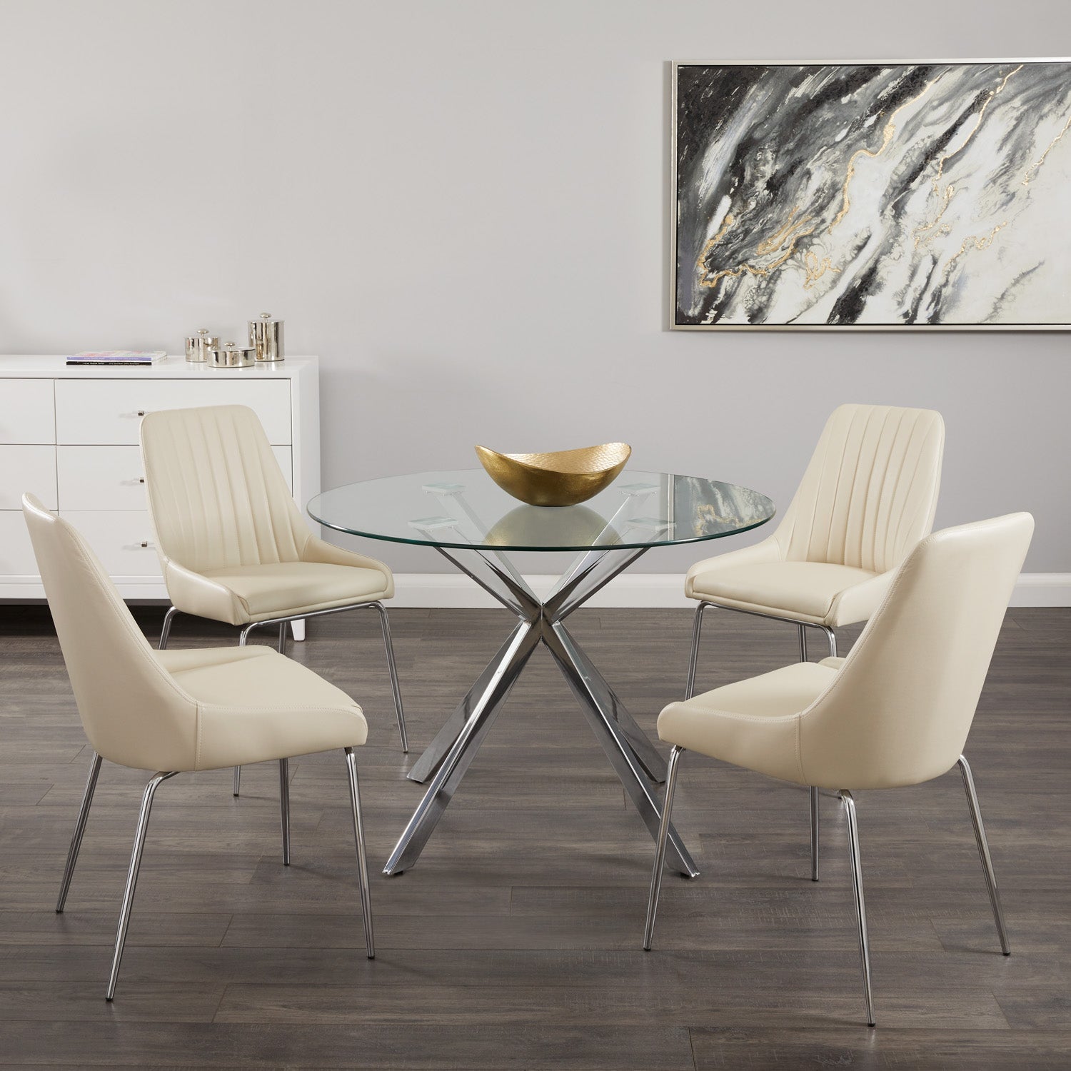 Ivanna Silver Dining Table.