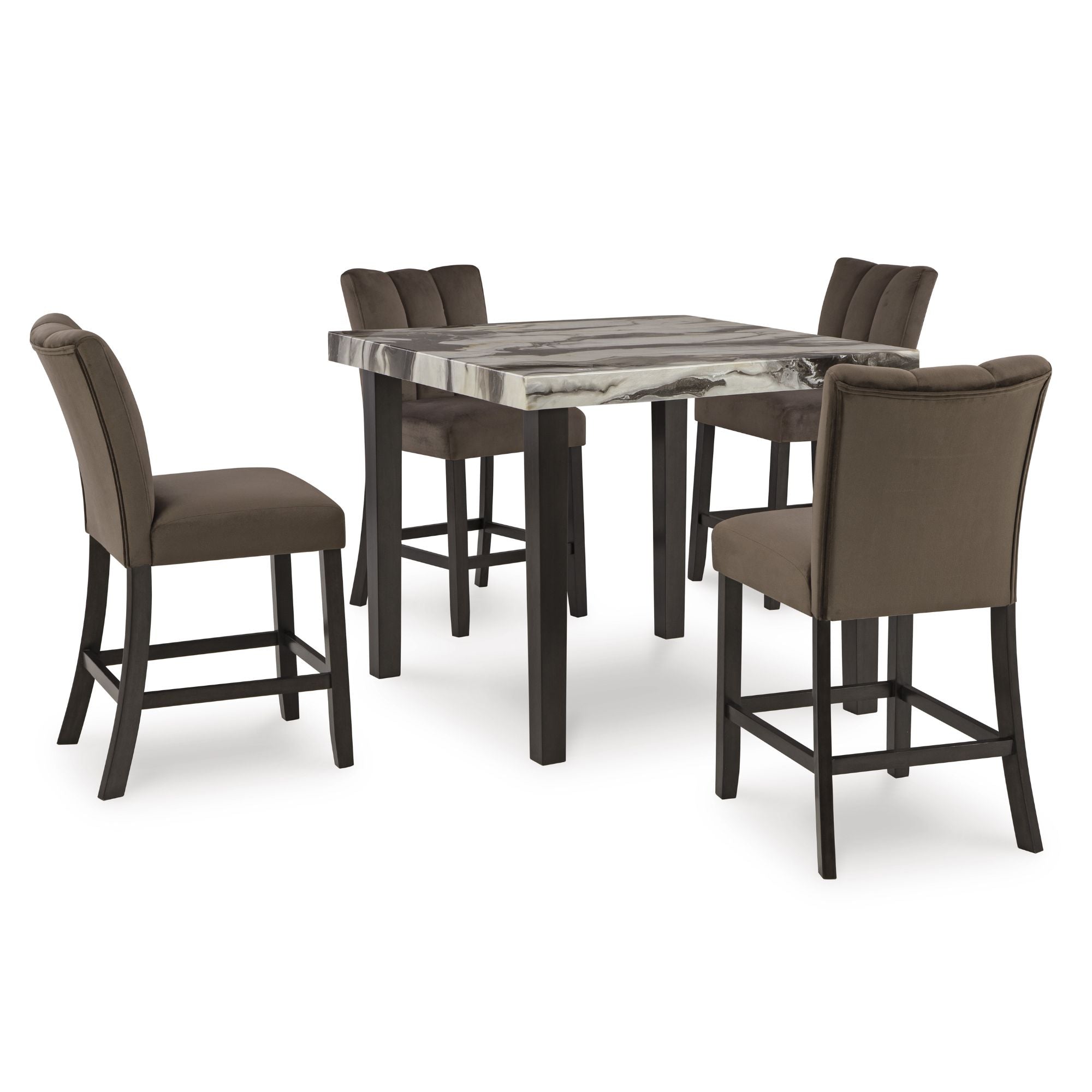 Jeshina square DRM counter height dining set by Signature Ashley, includes a table and six matching chairs in a modern design.