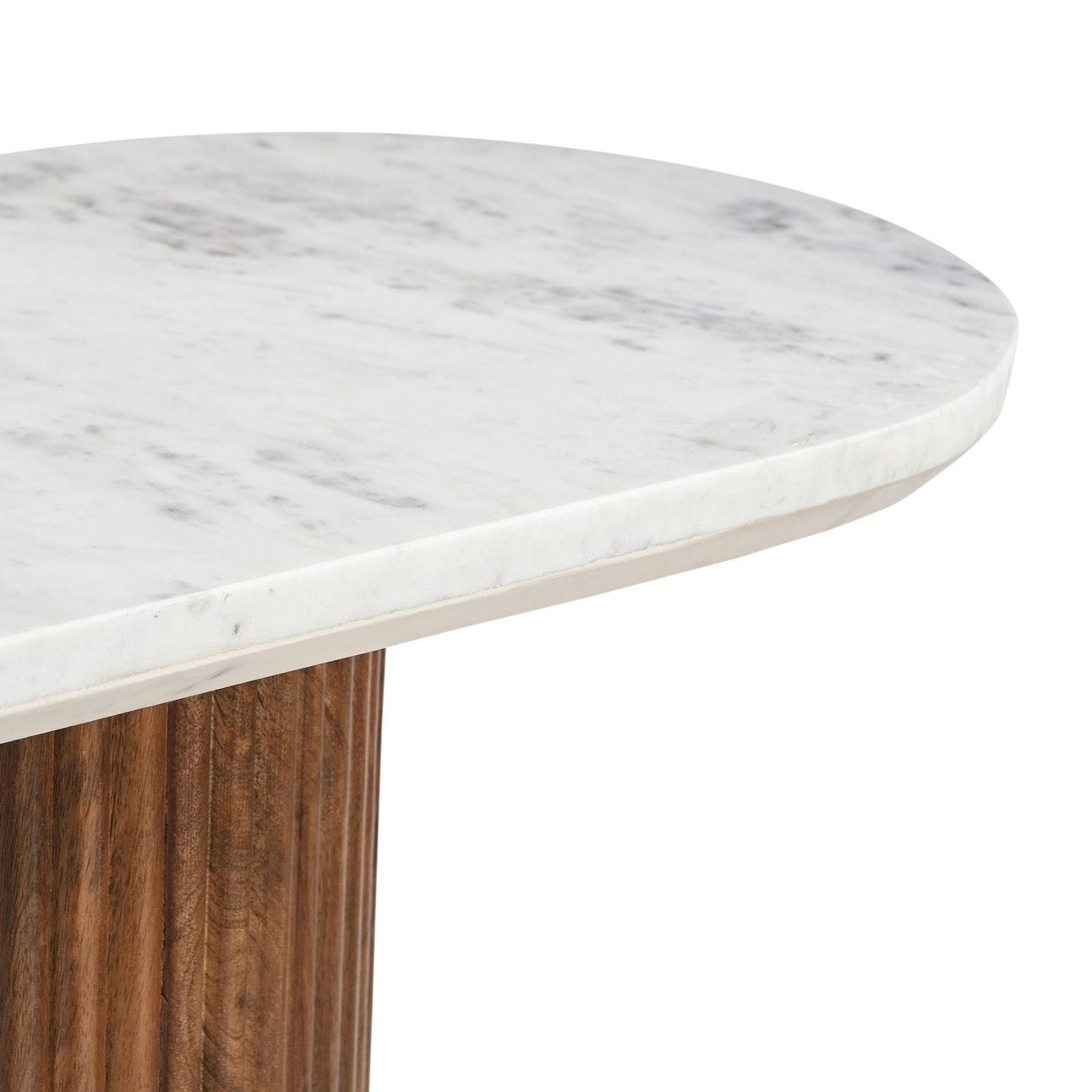 Jilsa 50-Inch Marble Console Table in Walnut and White