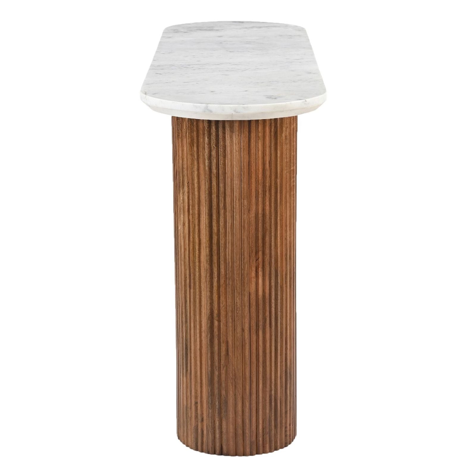 Jilsa 50-Inch Marble Console Table in Walnut and White