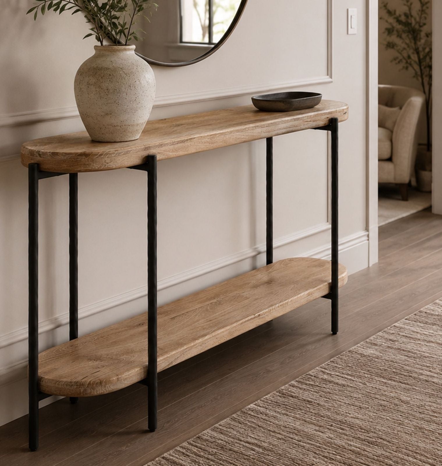 Johar 52" Console Table in Natural and Black