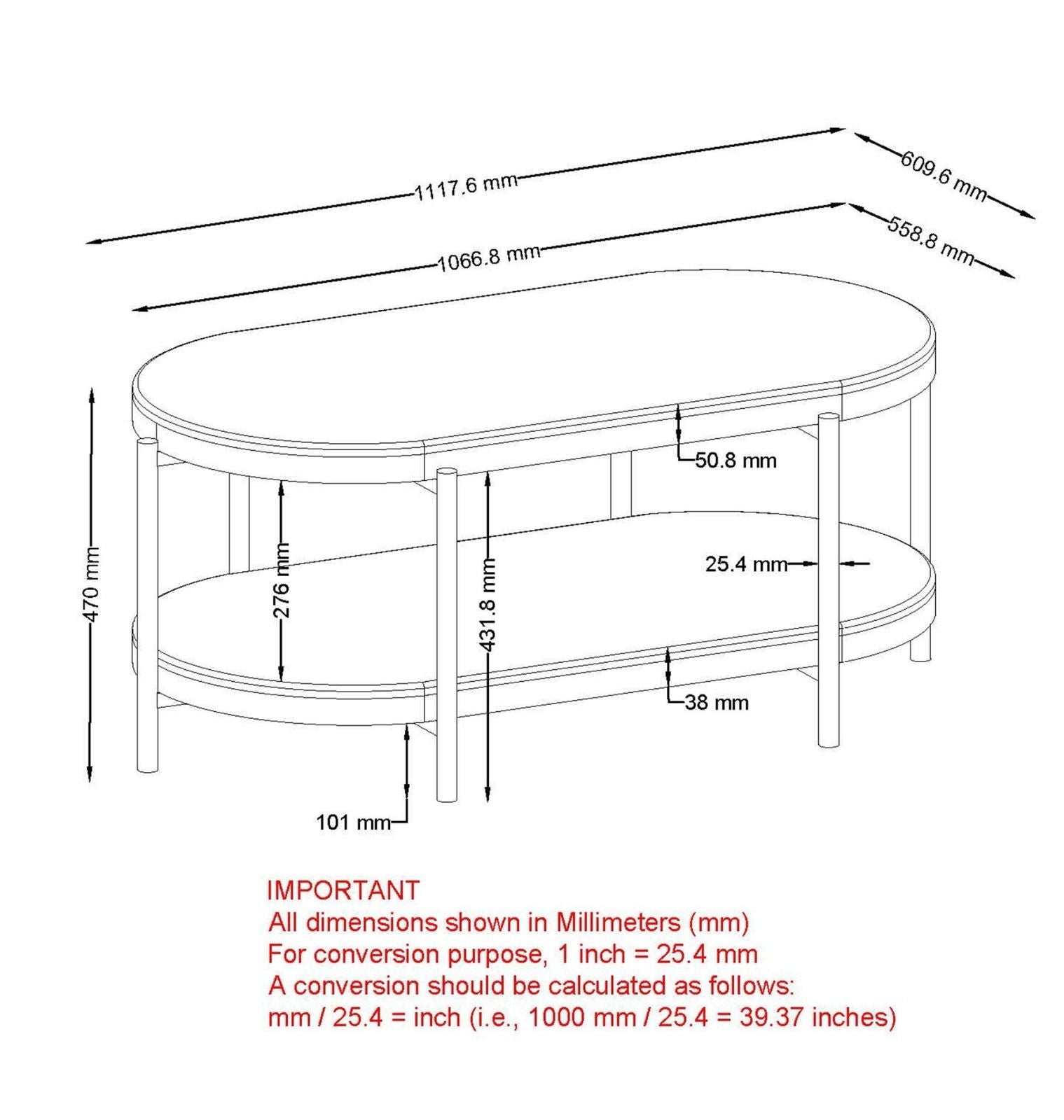 Johar Oval Coffee Table in Natural and Black (pre-order)