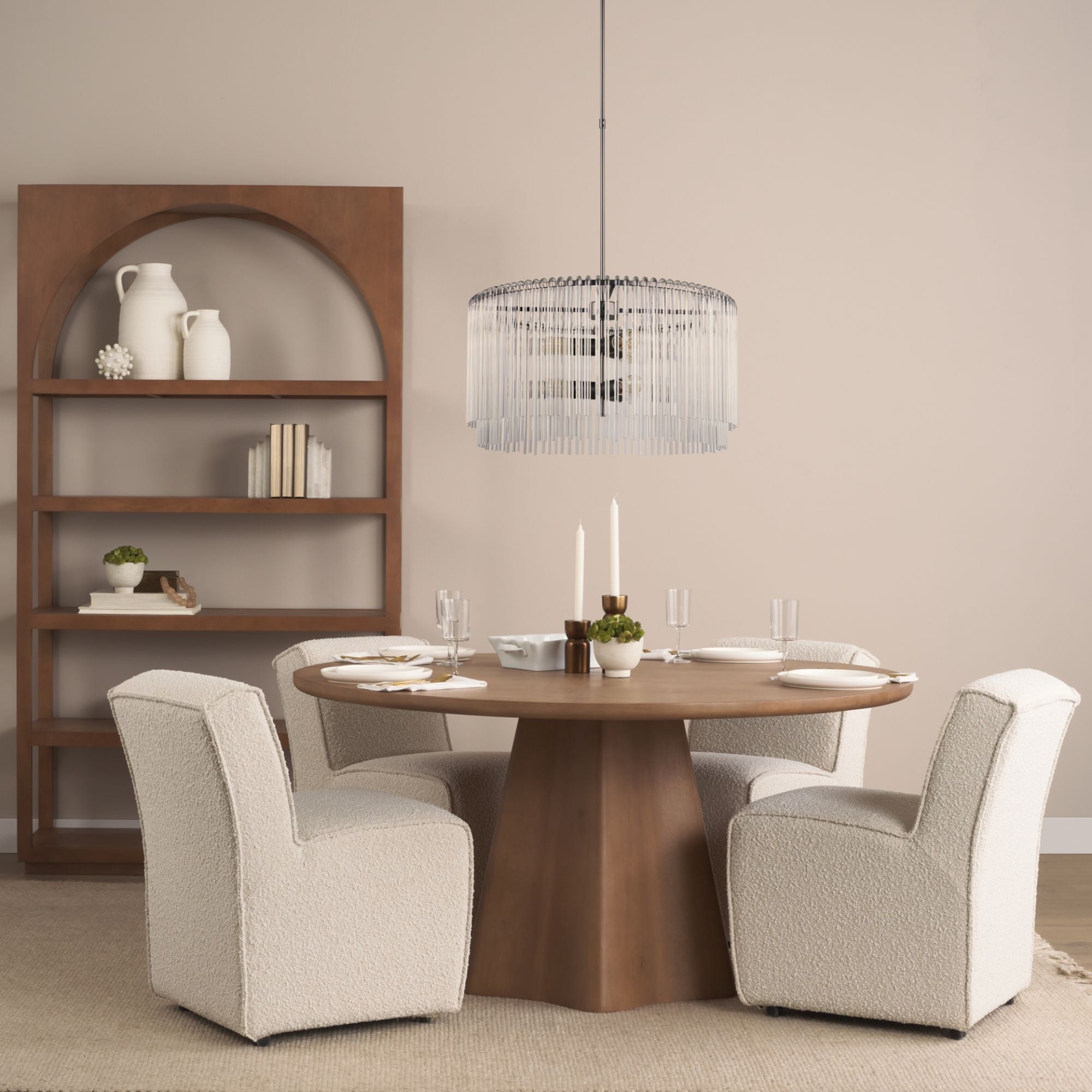 Mercana Jovani 60" Round Pedestal Dining Table Light Brown