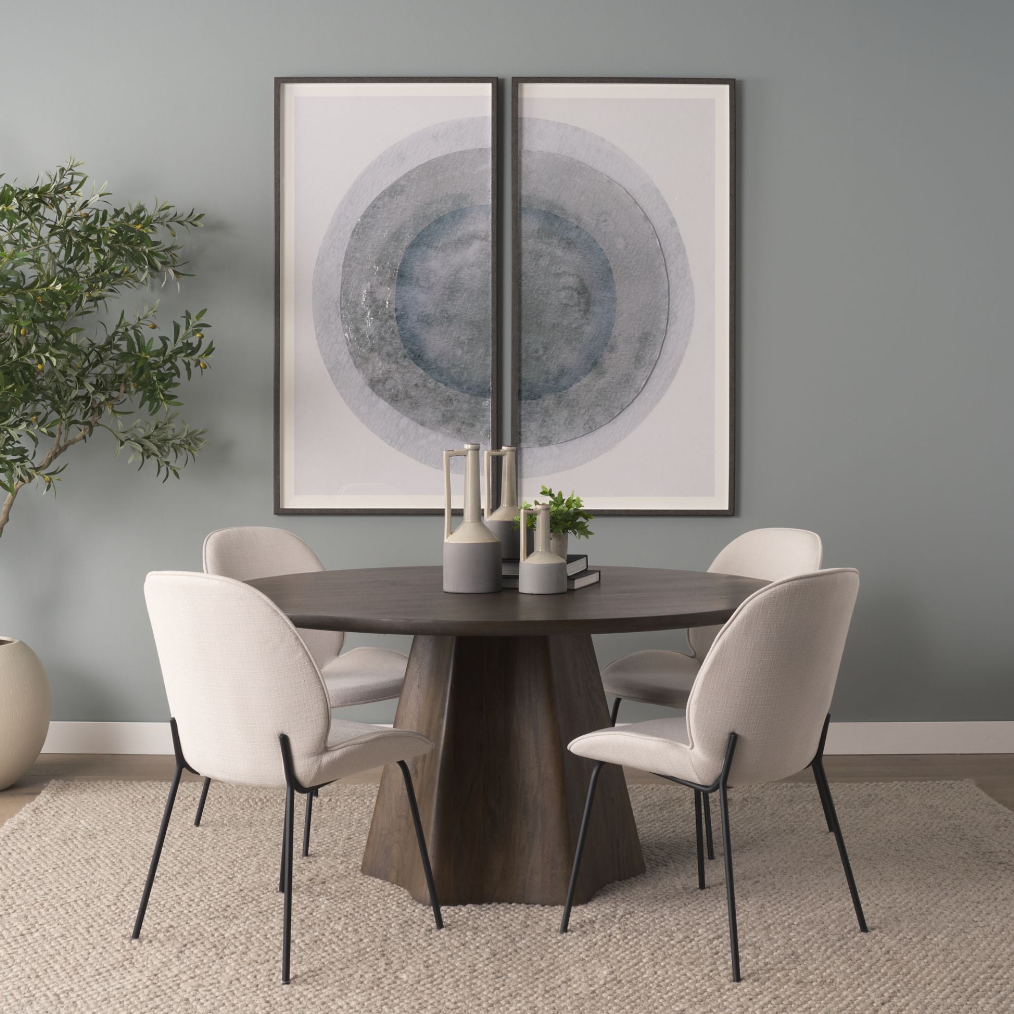Mercana Jovani 60" Round Pedestal Dining Table Dark Brown