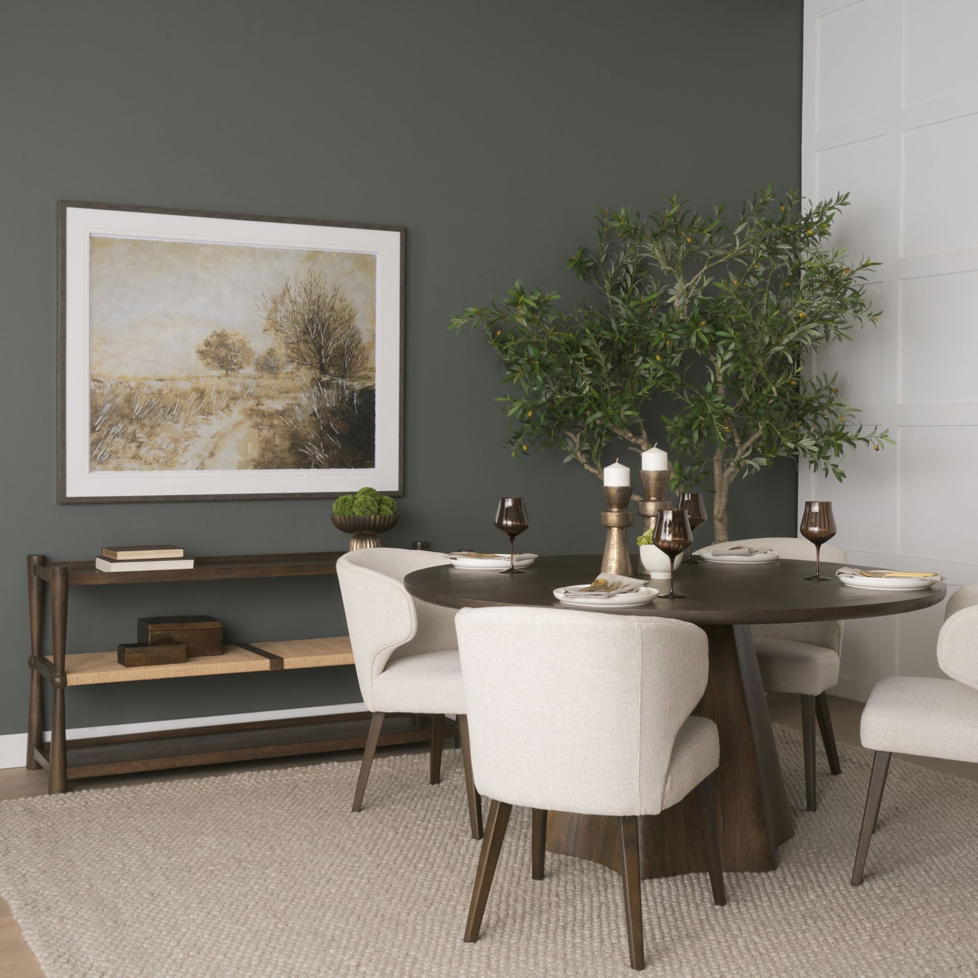 Mercana Jovani 60" Round Pedestal Dining Table Dark Brown