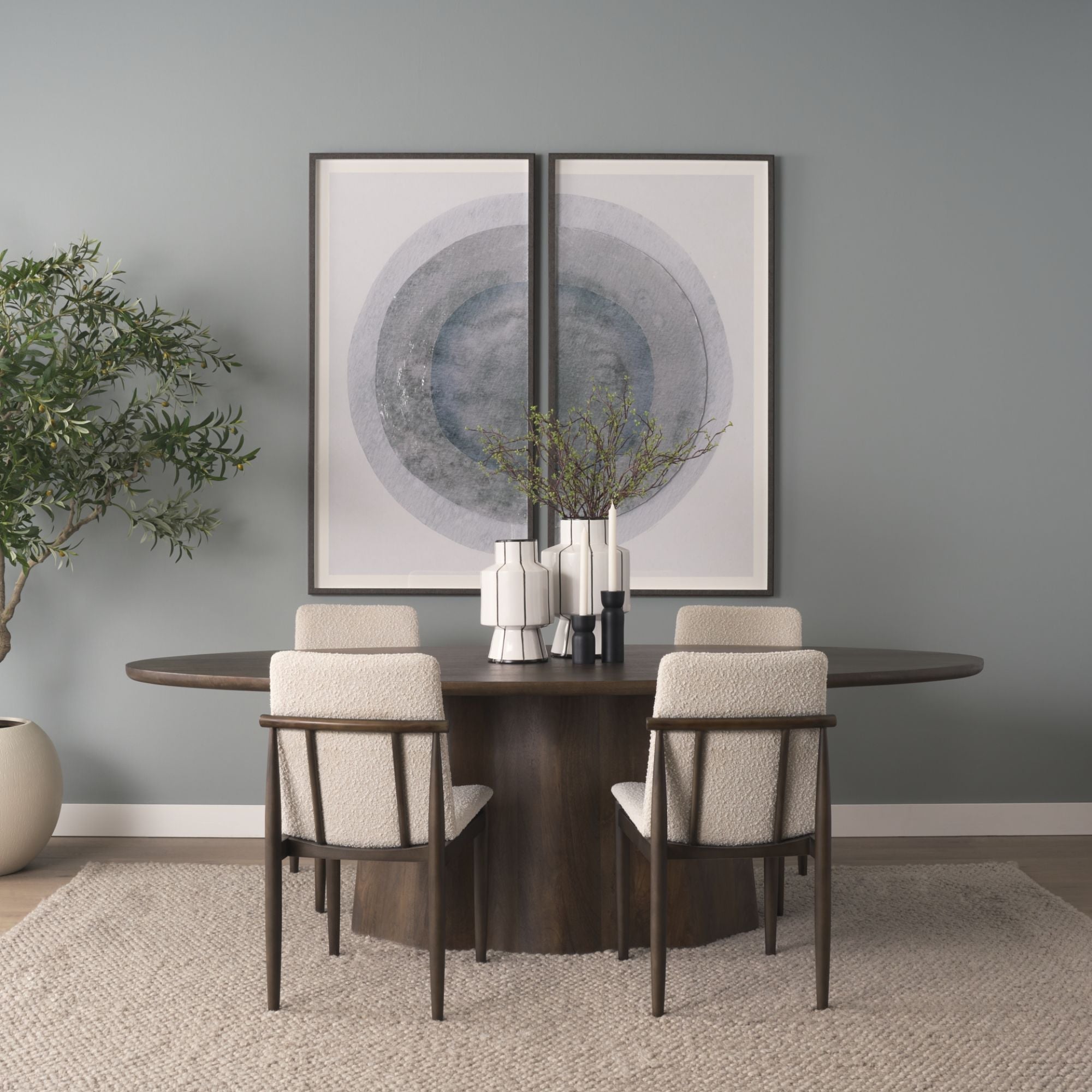 Mercana Jovani 94 inch Oval Dining Table Dark Brown