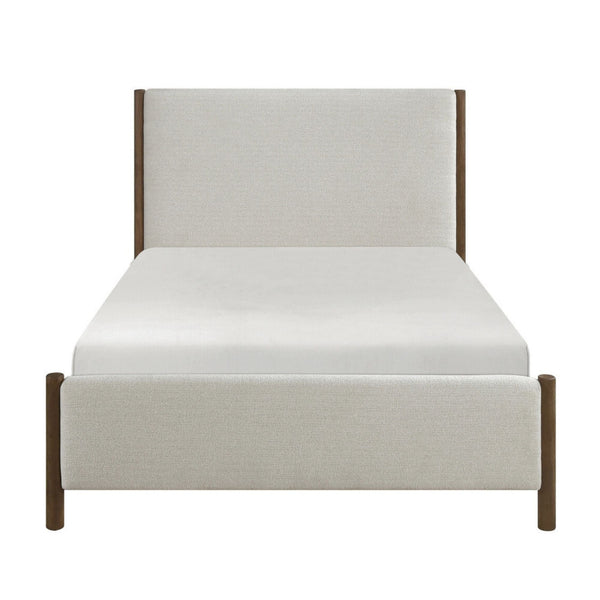 M.A.F Julian Collection platform bed with a modern design, featuring a sleek wooden frame and a comfortable headboard.