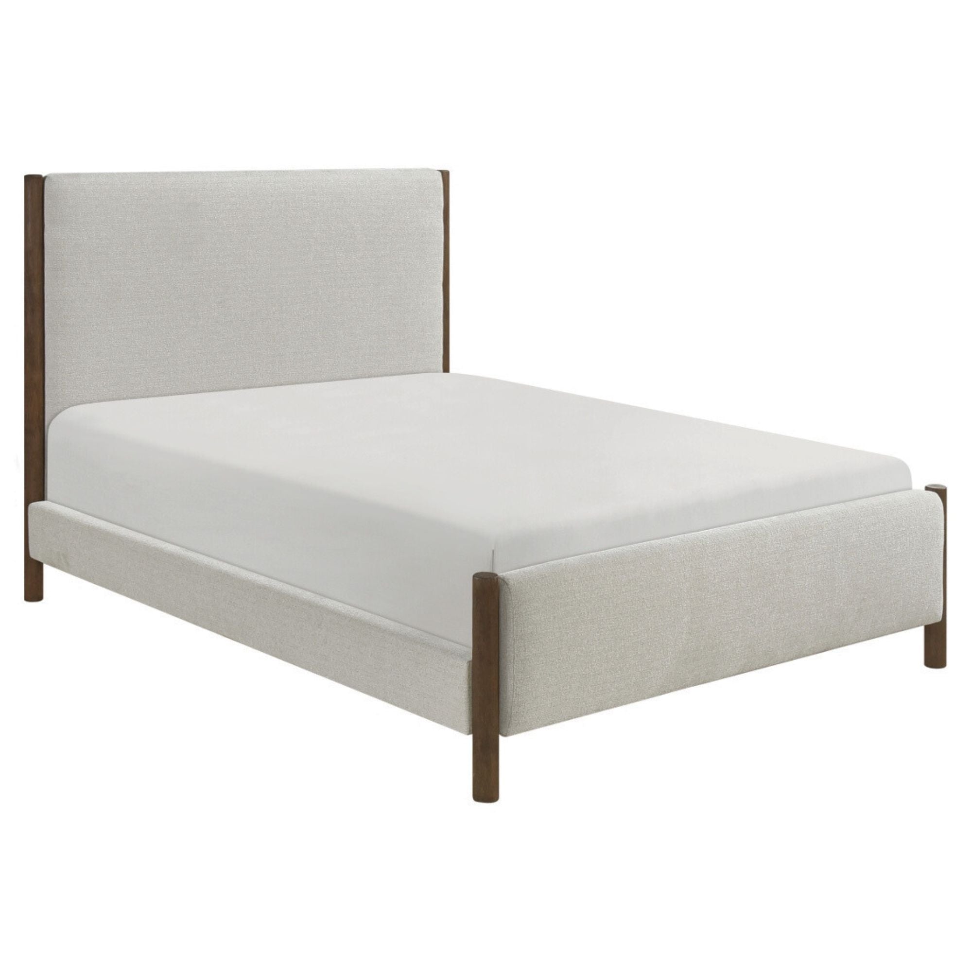 M.A.F Julian Collection platform bed with a modern design and wooden finish, shown in a stylish bedroom setting.