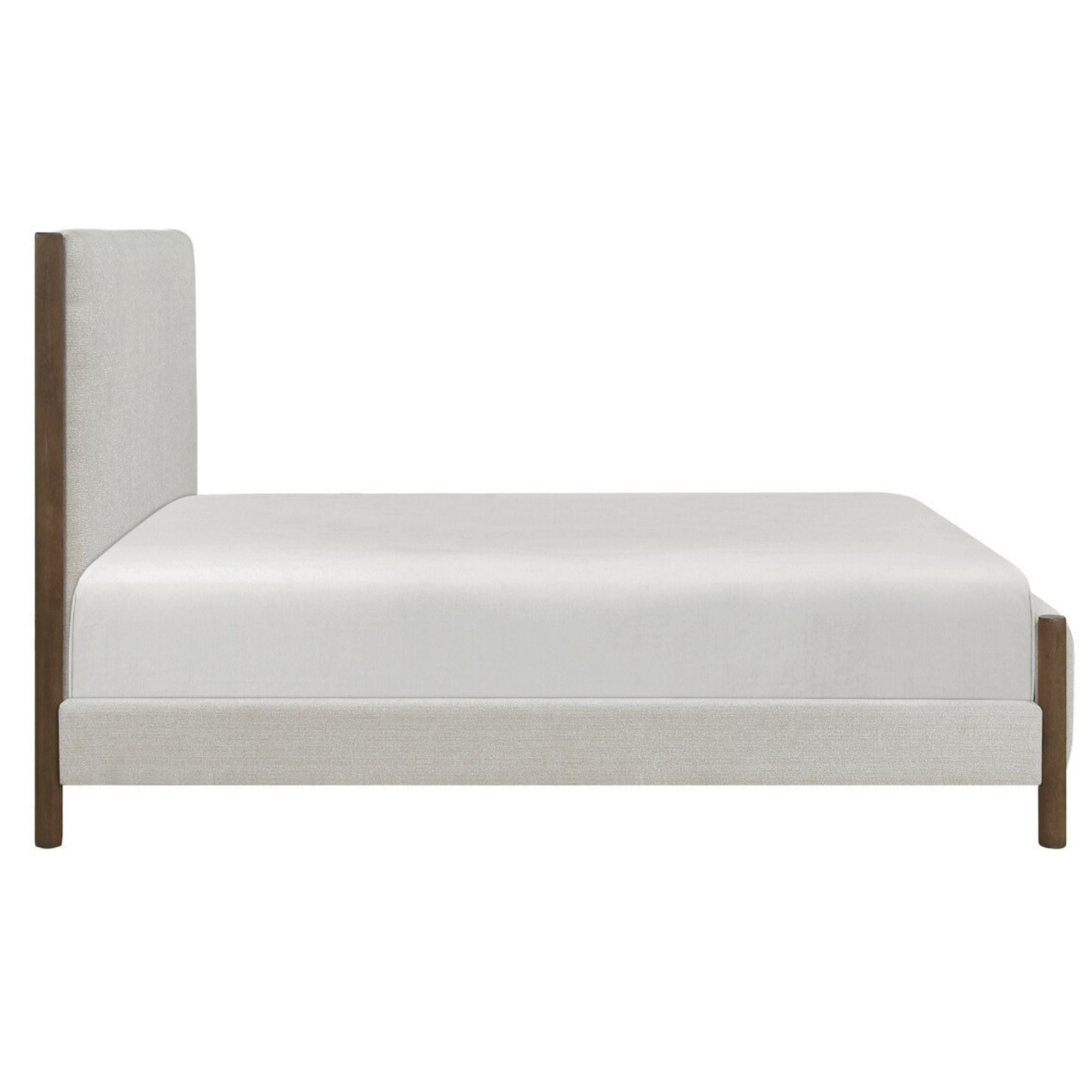 M.A.F Julian Collection platform bed with a modern wood frame and clean design, shown in a stylish bedroom setting.