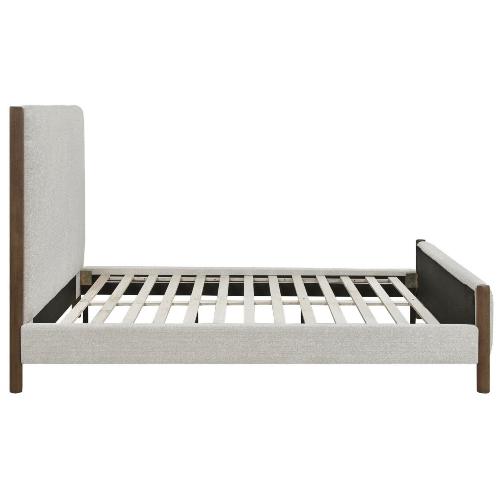 M.A.F Julian Collection platform bed with a sleek, modern design and a wooden frame, shown in a stylish bedroom setting.
