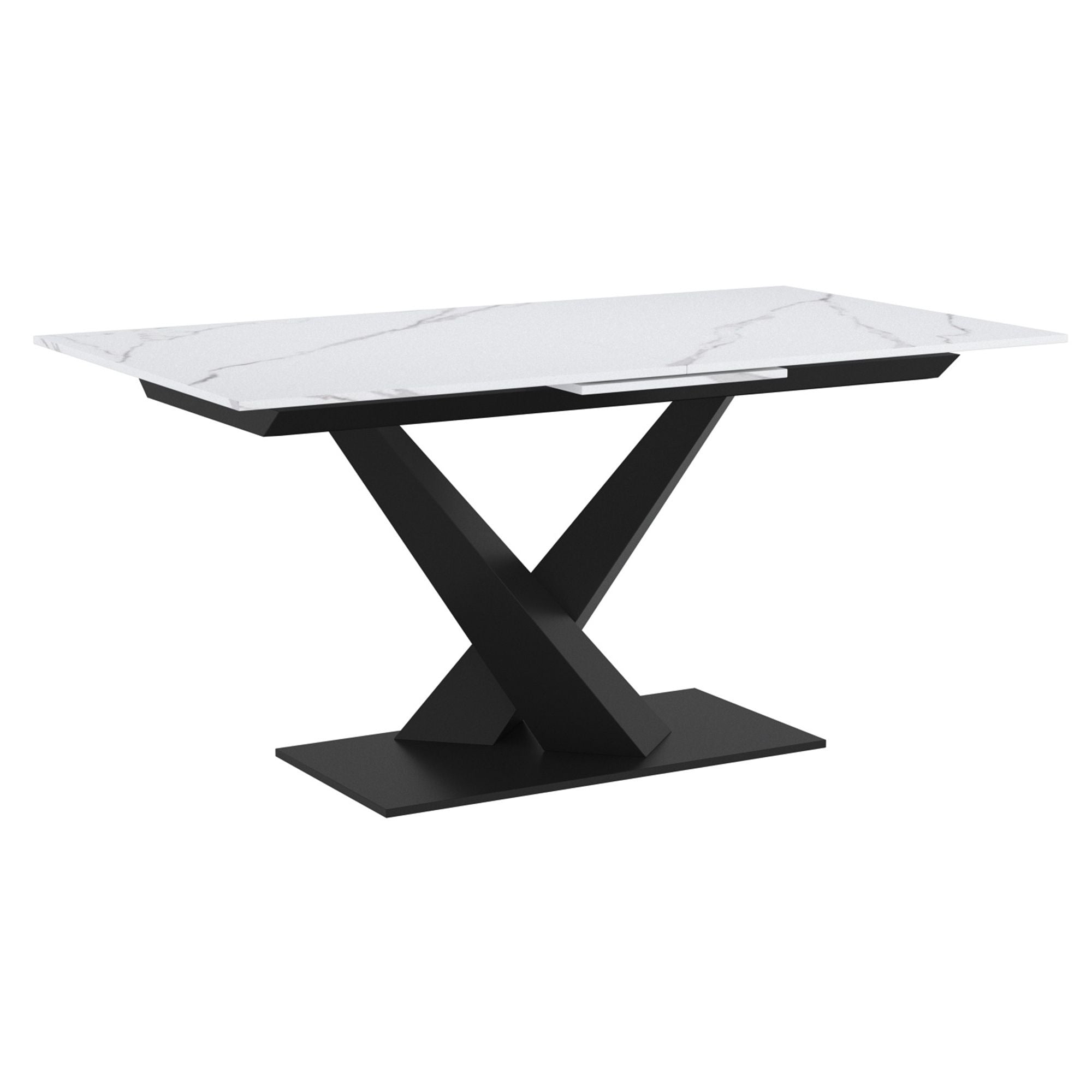 Julius 63"–79" Extension Sintered Stone Dining Table White and Black