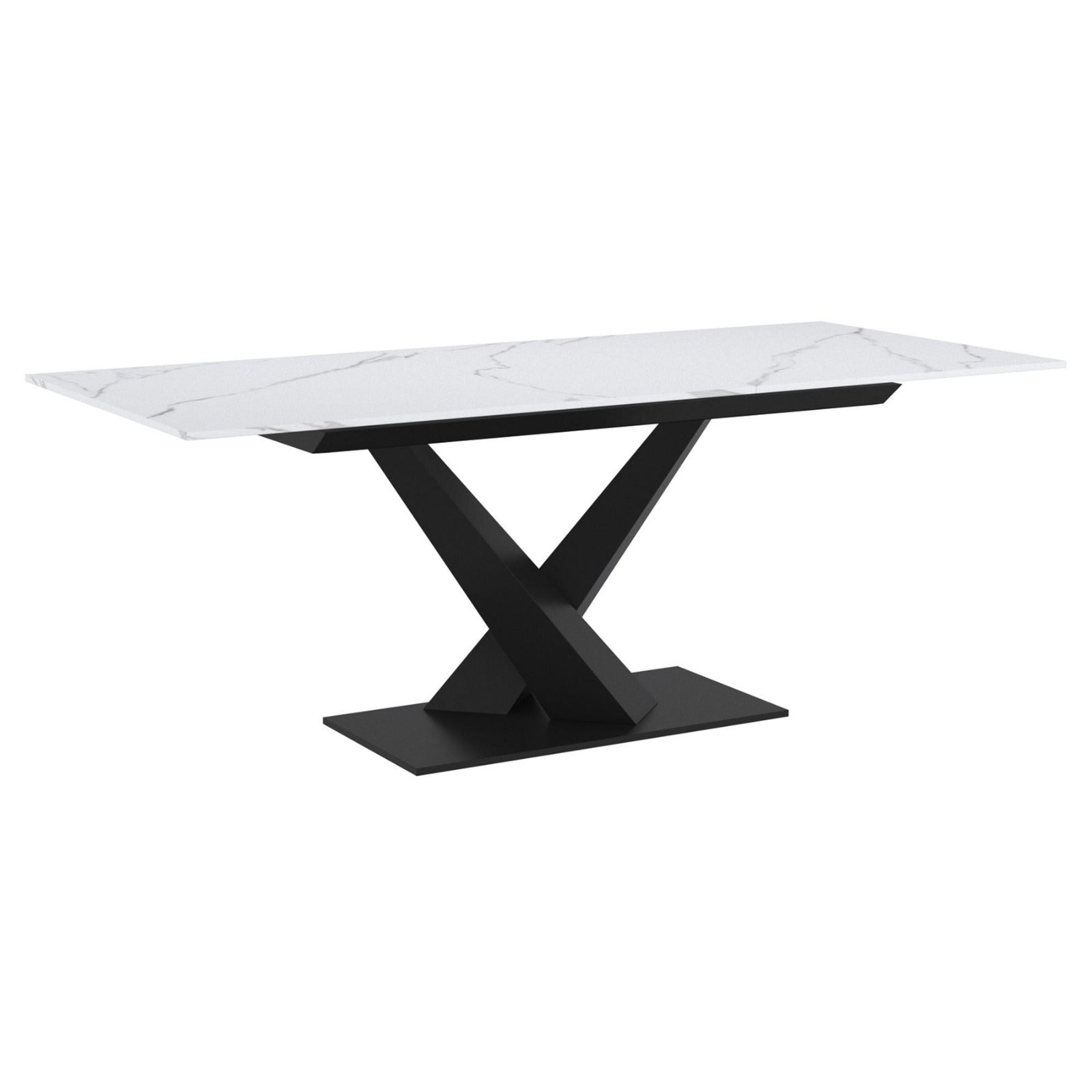 Julius 63"–79" Extension Sintered Stone Dining Table White and Black