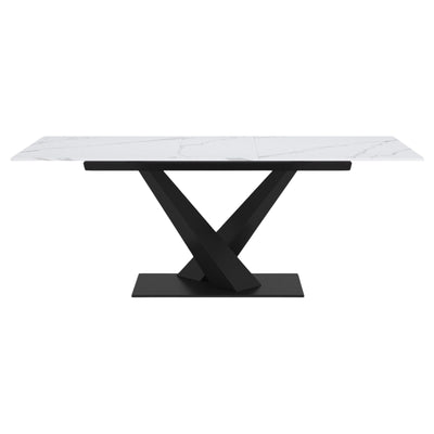 Julius 63"–79" Extension Sintered Stone Dining Table White and Black