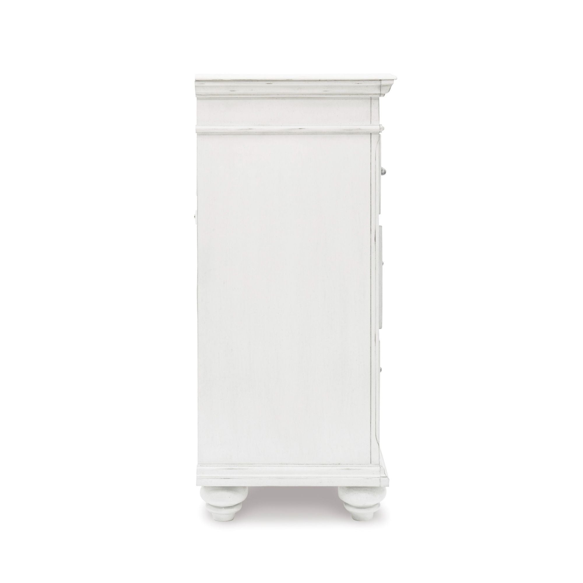 White Kanwyn dresser by Signature Ashley with sleek drawers and modern design, perfect for a stylish bedroom storage solution.