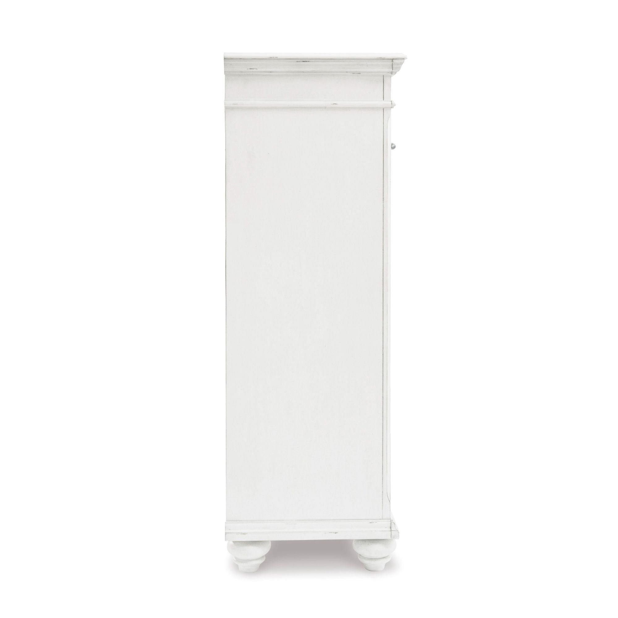 White Kanwyn chest from Signature Ashley, showcasing a stylish bedroom storage piece with classic design details.