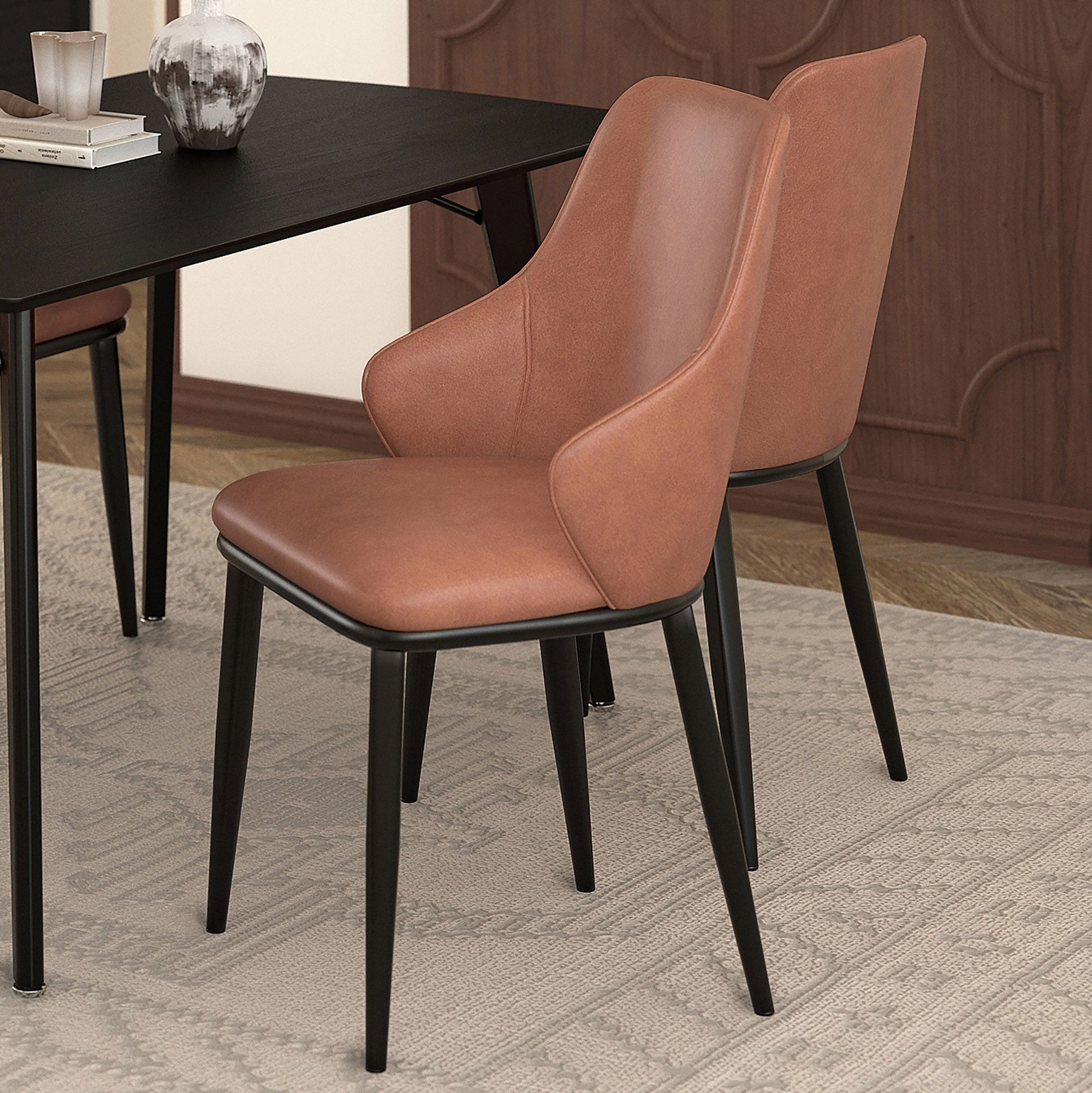 Chaise de salle à manger Caspian moderne du milieu du siècle, couleur sable (lot de 2)