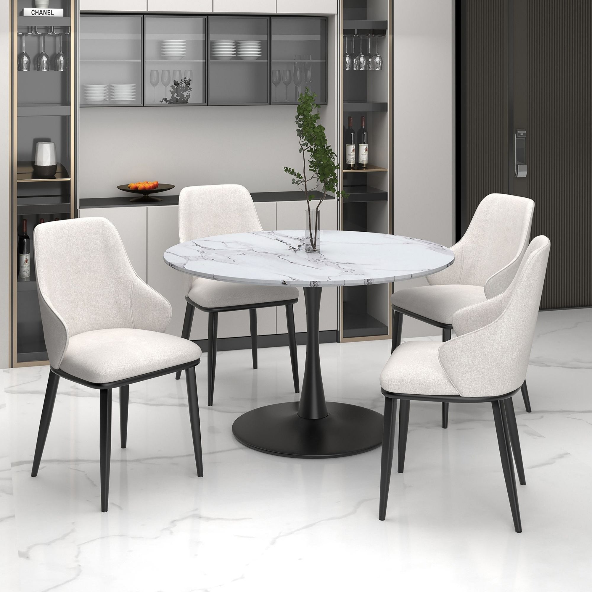 Chaise de salle à manger Caspian moderne du milieu du siècle, couleur sable (lot de 2)