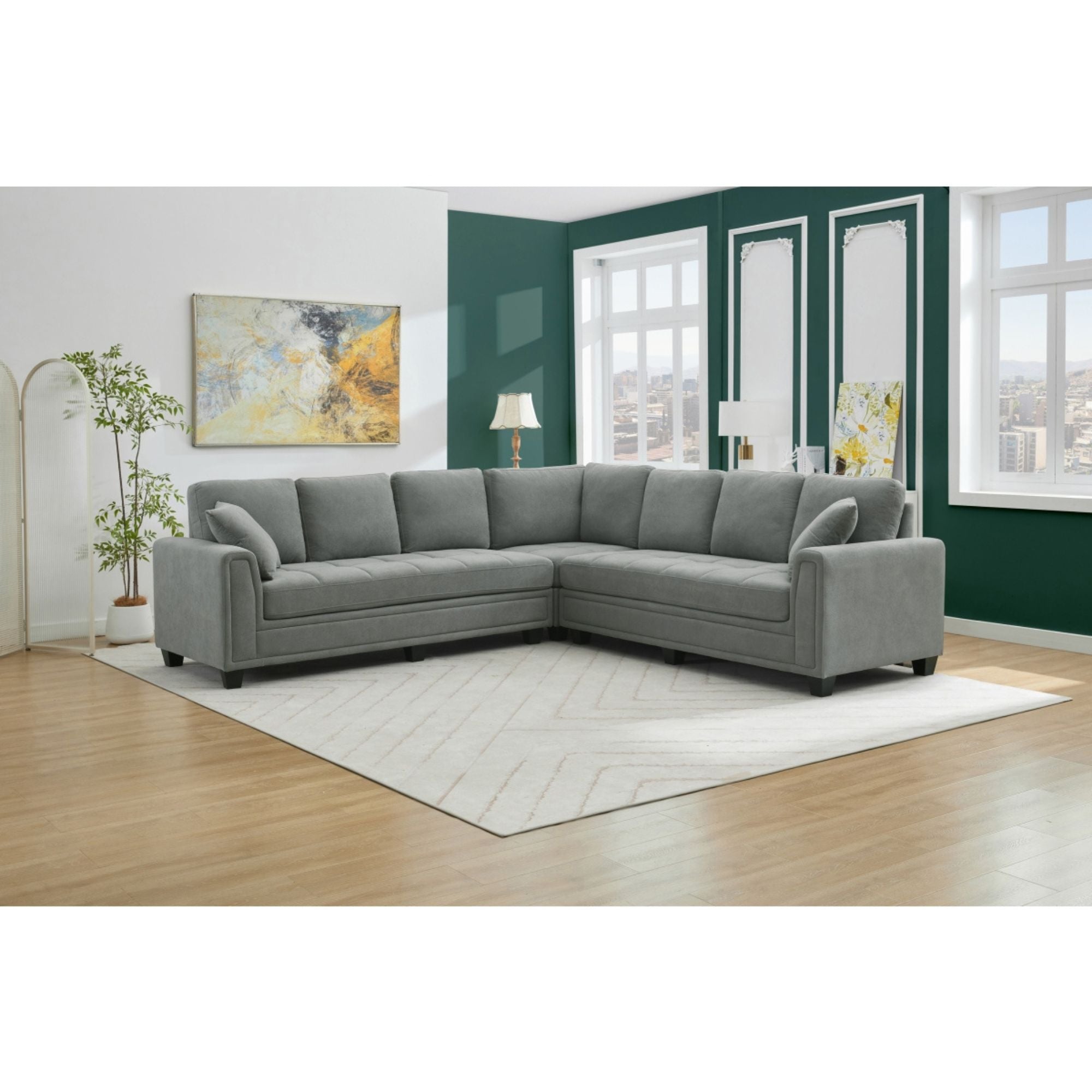 MAZ Kelsier 3-piece sectional sofa set with plush cushions and modern design, perfect for contemporary living rooms.