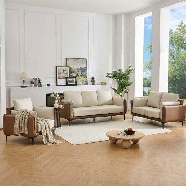 Two-tone IFF Kensington accent chair with plush fabric and modern design, shown from a front angle.