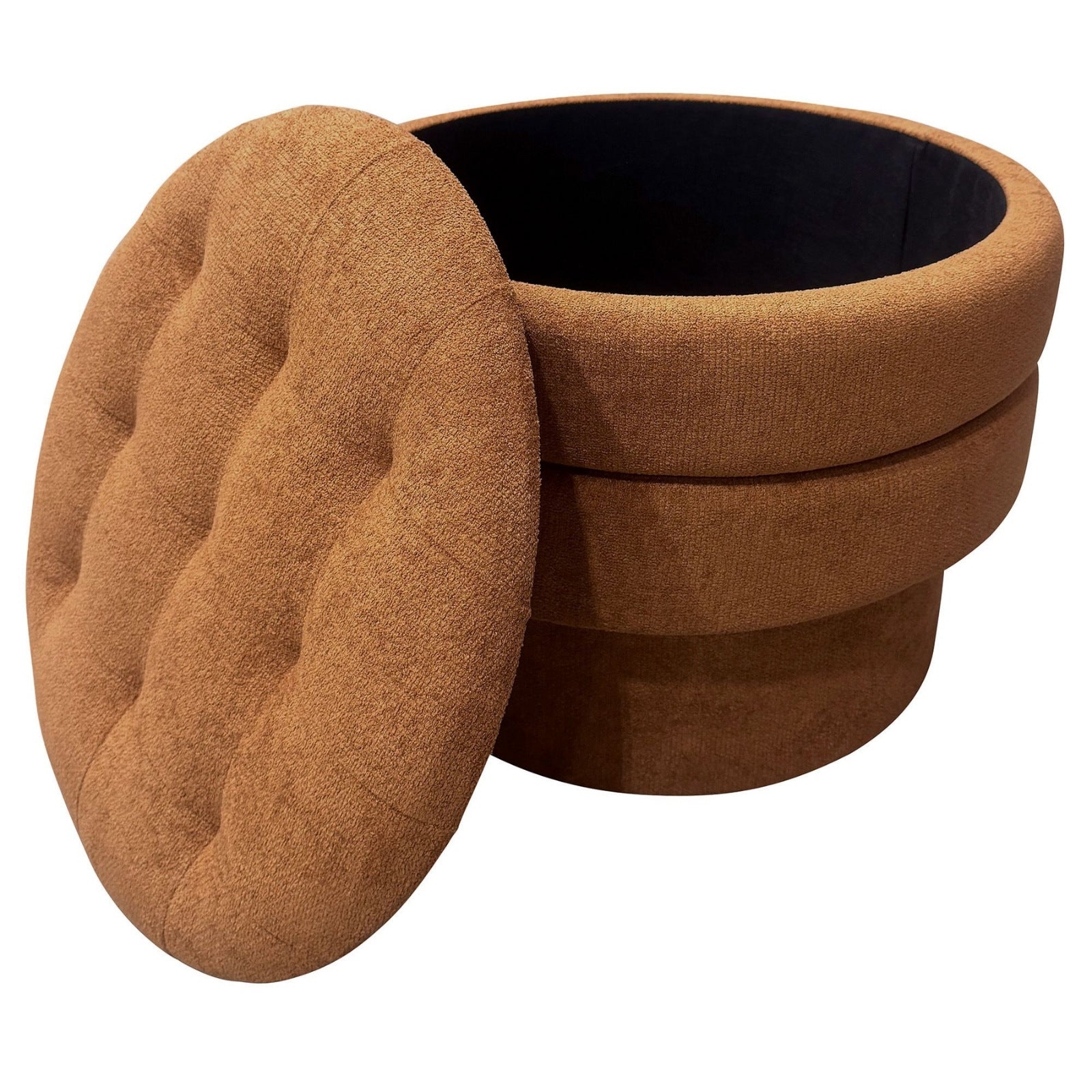 Kepler Round Storage Ottoman in Rust