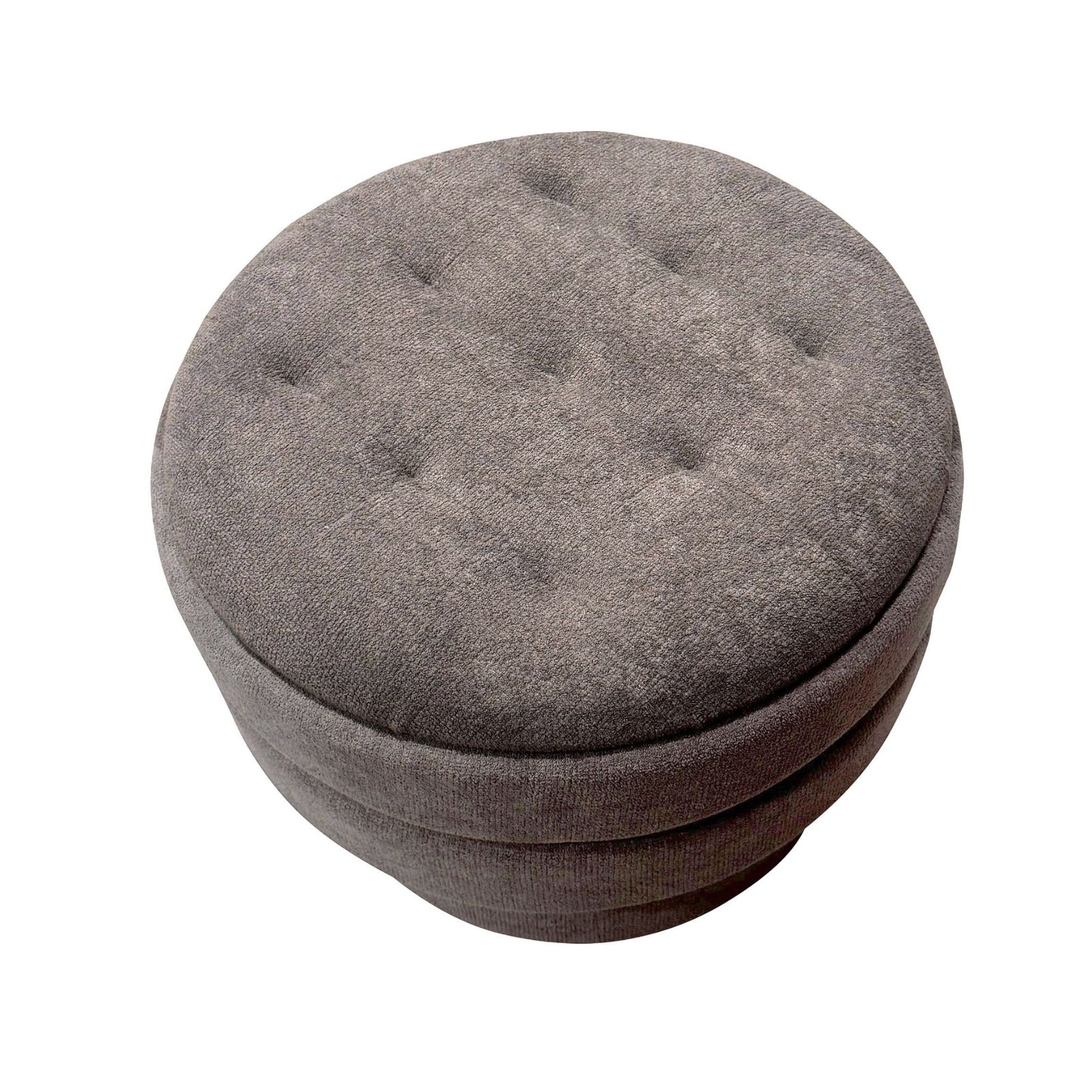 Kepler Round Storage Ottoman in Warm Charcoal