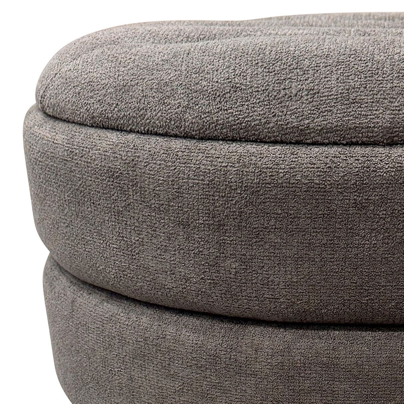 Kepler Round Storage Ottoman in Warm Charcoal