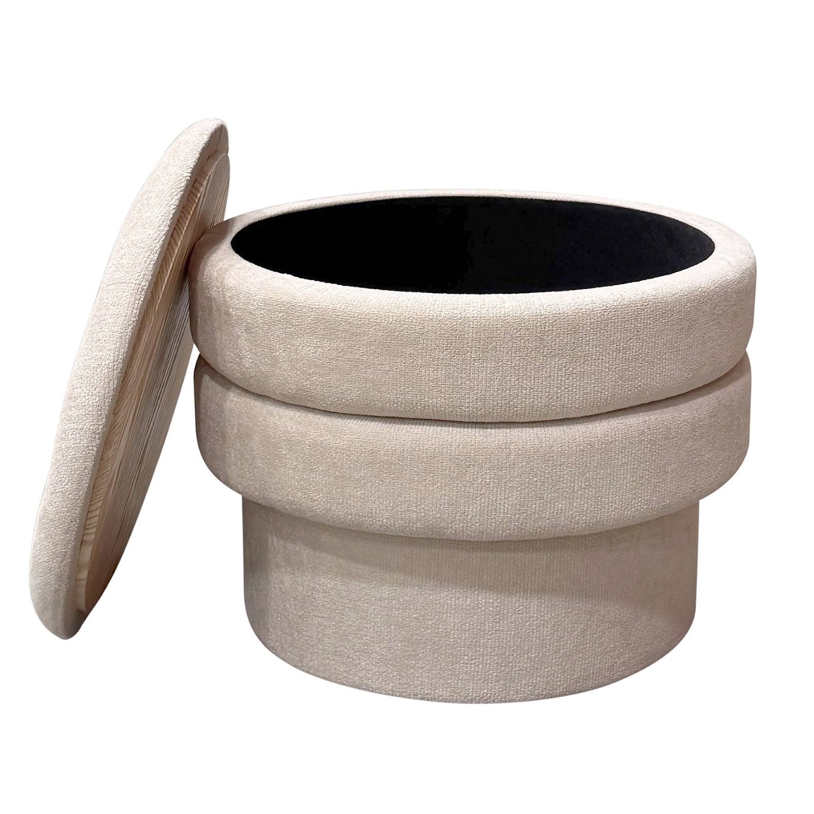 Kepler Round Storage Ottoman in Oat
