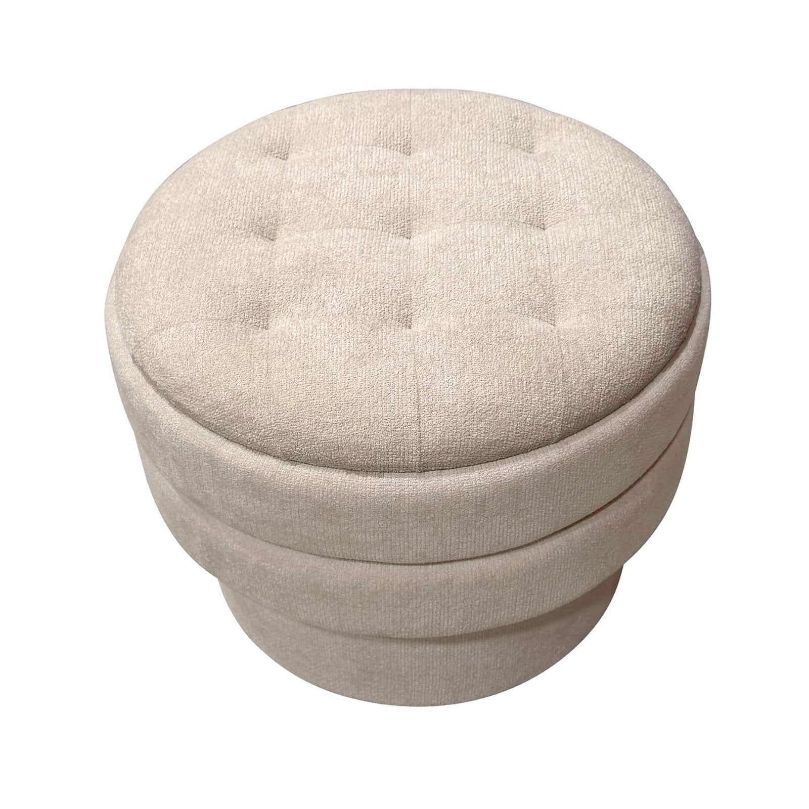 Kepler Round Storage Ottoman in Oat