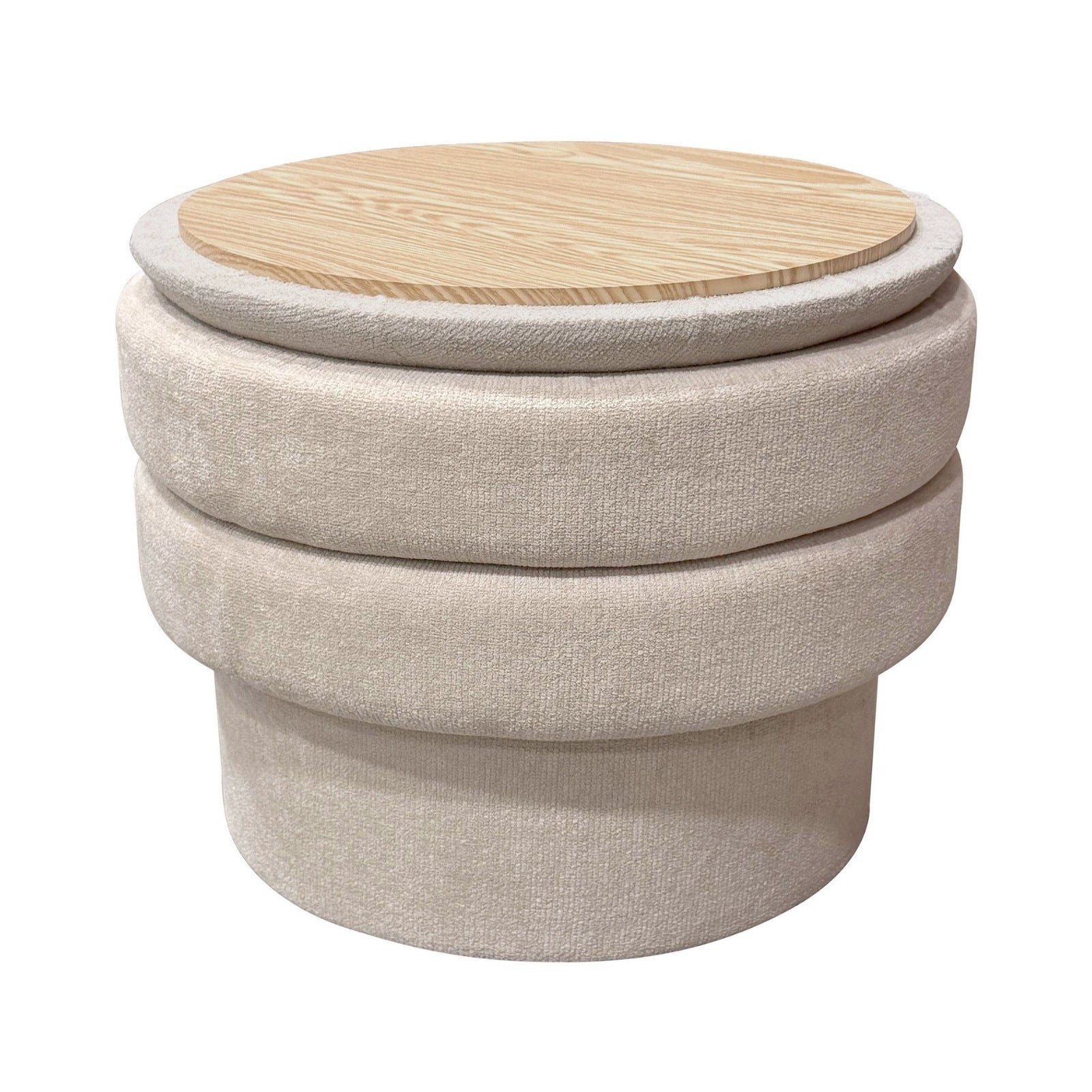 Kepler Round Storage Ottoman in Oat