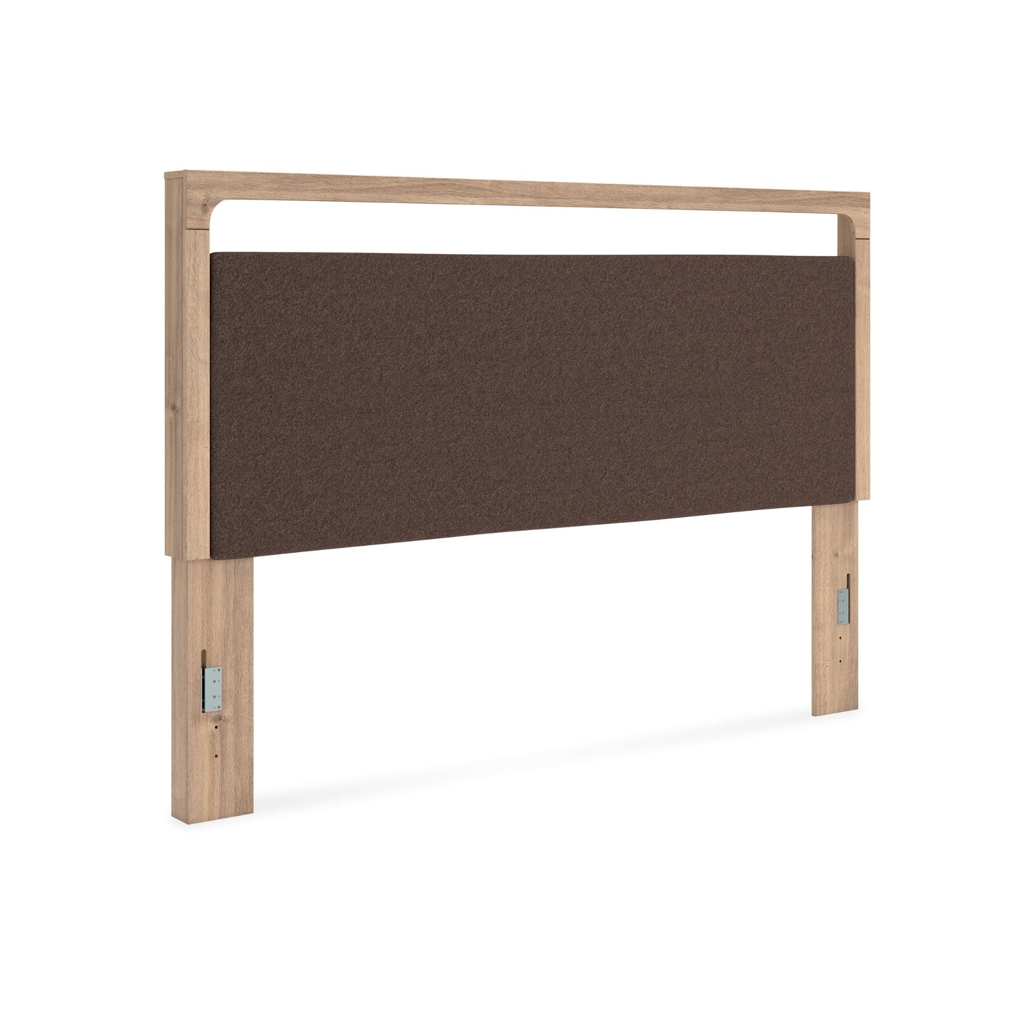Kinlanni upholstered platform bed in tan with a padded headboard, part of Signature Ashley bedroom furniture set.