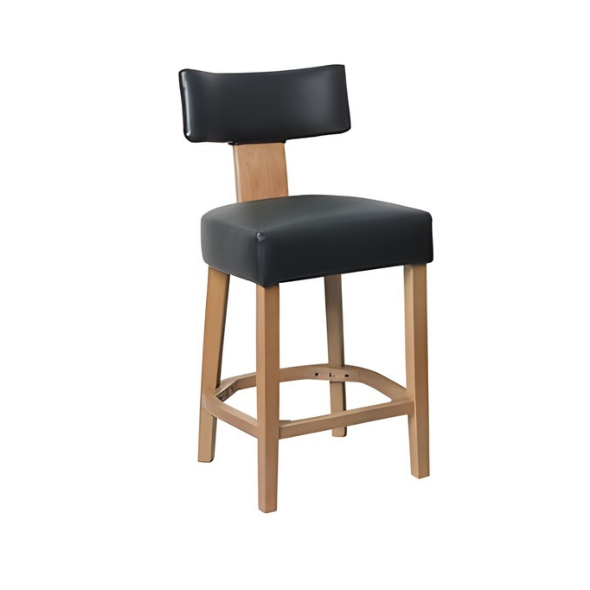 Black Klis counter stool from Elite Living with a sleek, modern design, featuring a cushioned seat and sturdy metal legs.