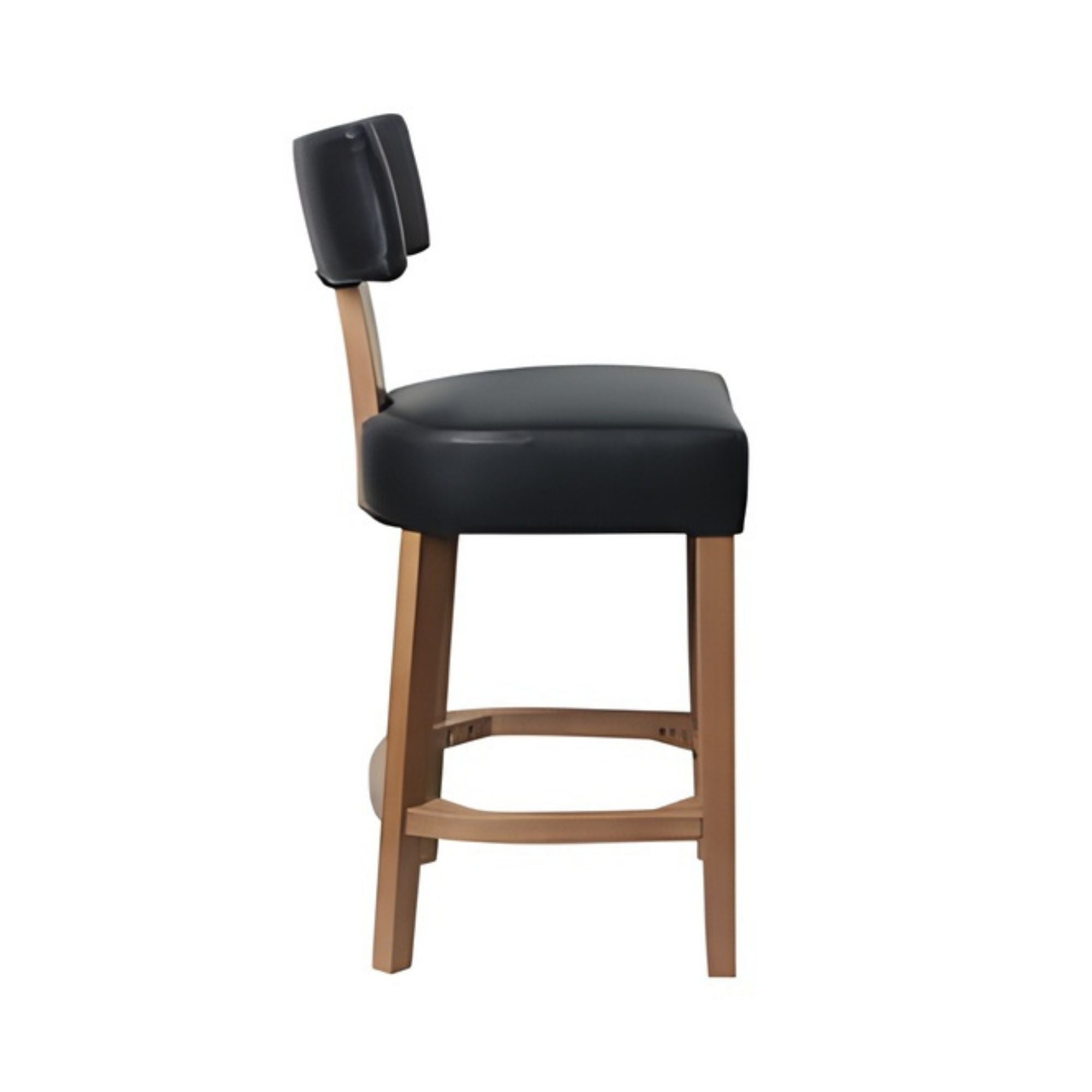 Black Klis counter stool by Elite Living featuring a sleek design and sturdy metal frame, ideal for modern kitchen or bar areas.