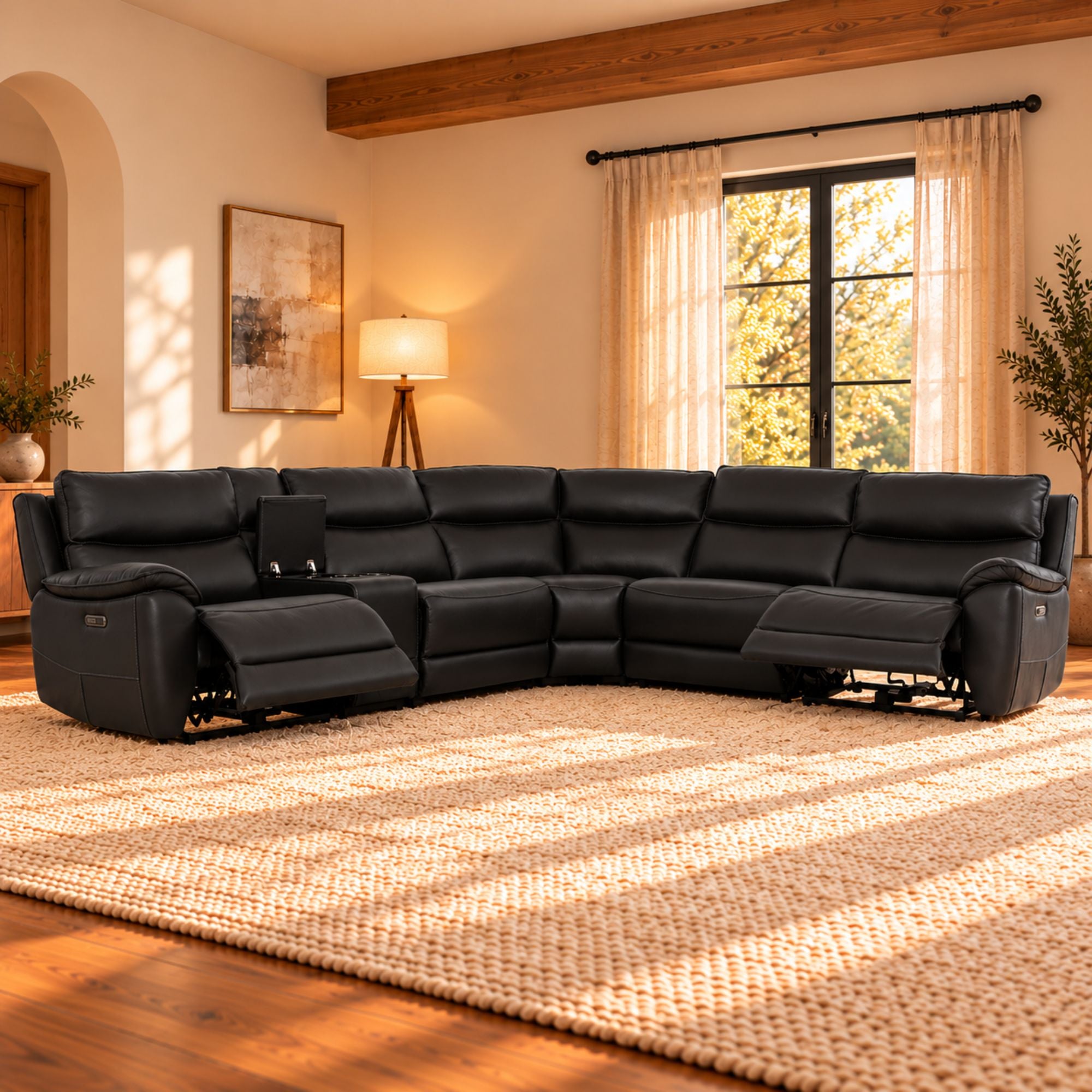 Knox 6-Piece Leather Power Reclining Sectional