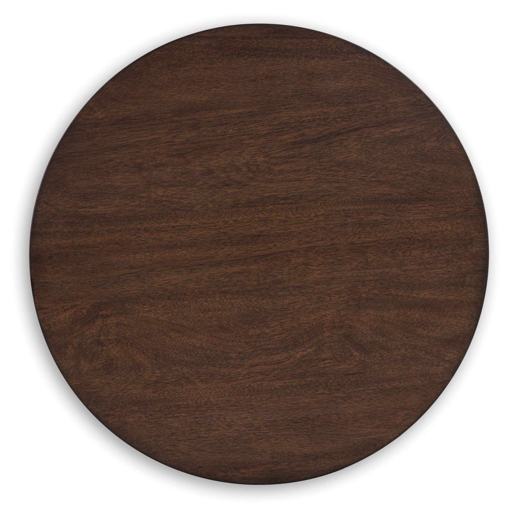 Signature Design by Ashley Korestone round end table with wooden top and metal legs, suitable for living room or bedroom decor.