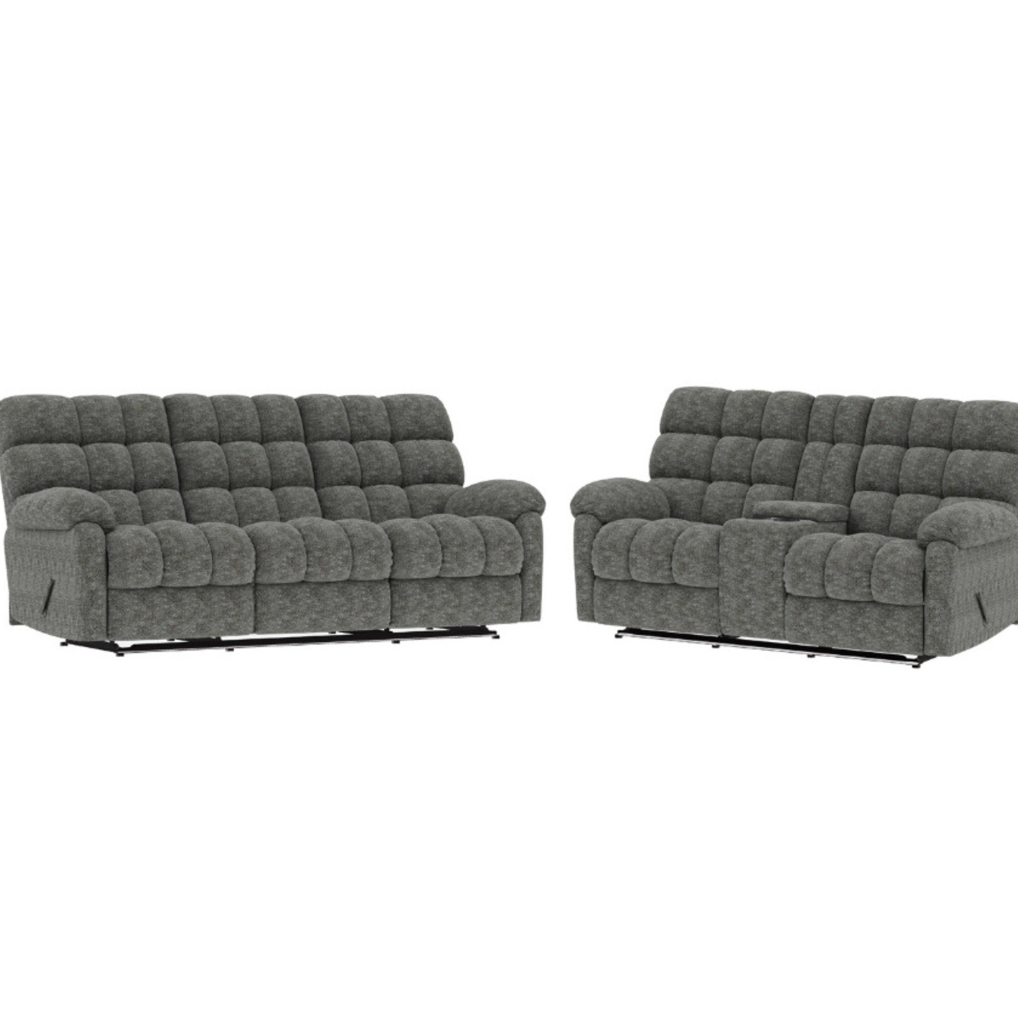 Lancaster Reclining Upholstery Set Grey Chenille
