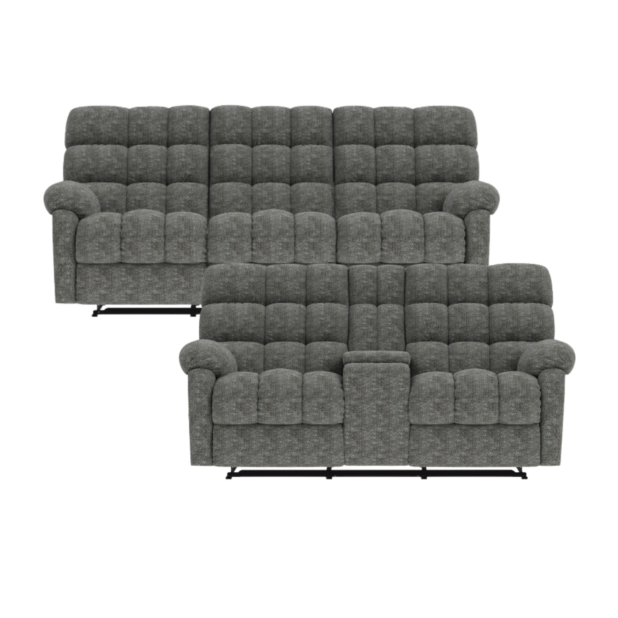 Lancaster Reclining Upholstery Set Grey Chenille