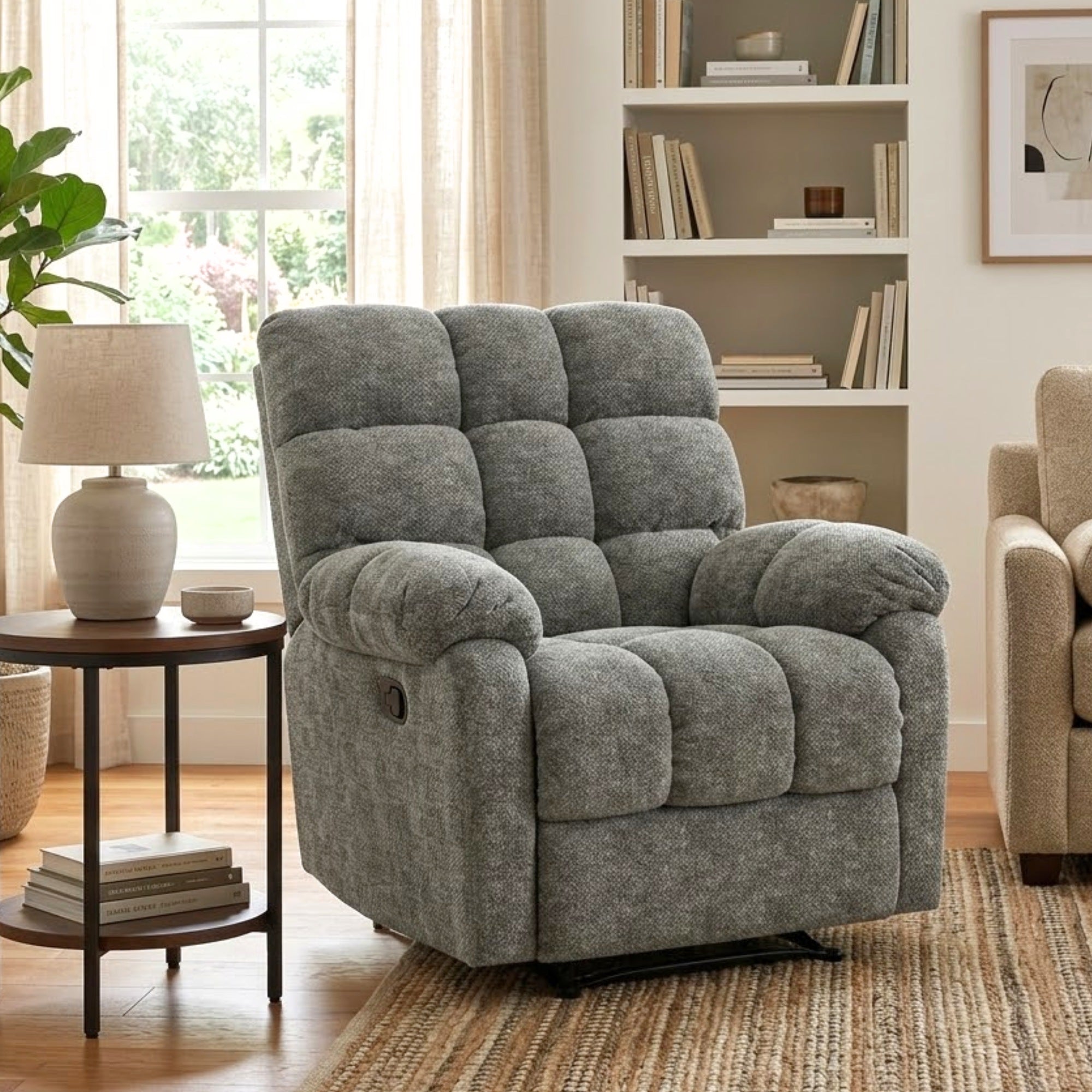 Lancaster Reclining Chair Grey Chenille