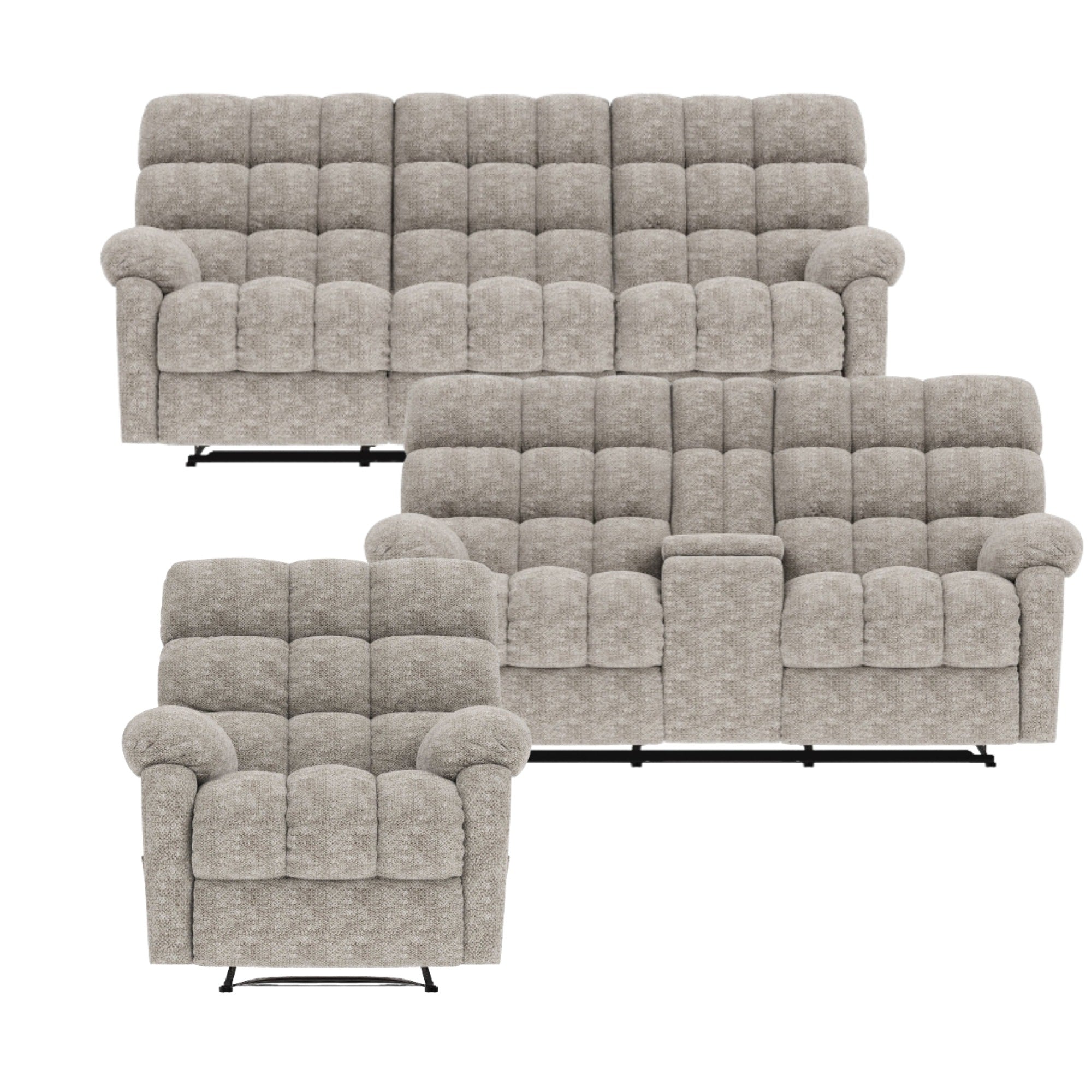 Lancaster Reclining Upholstery Set Beige Chenille