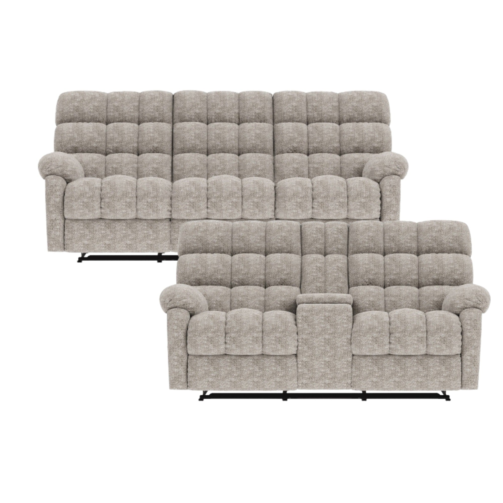 Lancaster Reclining Upholstery Set Beige Chenille